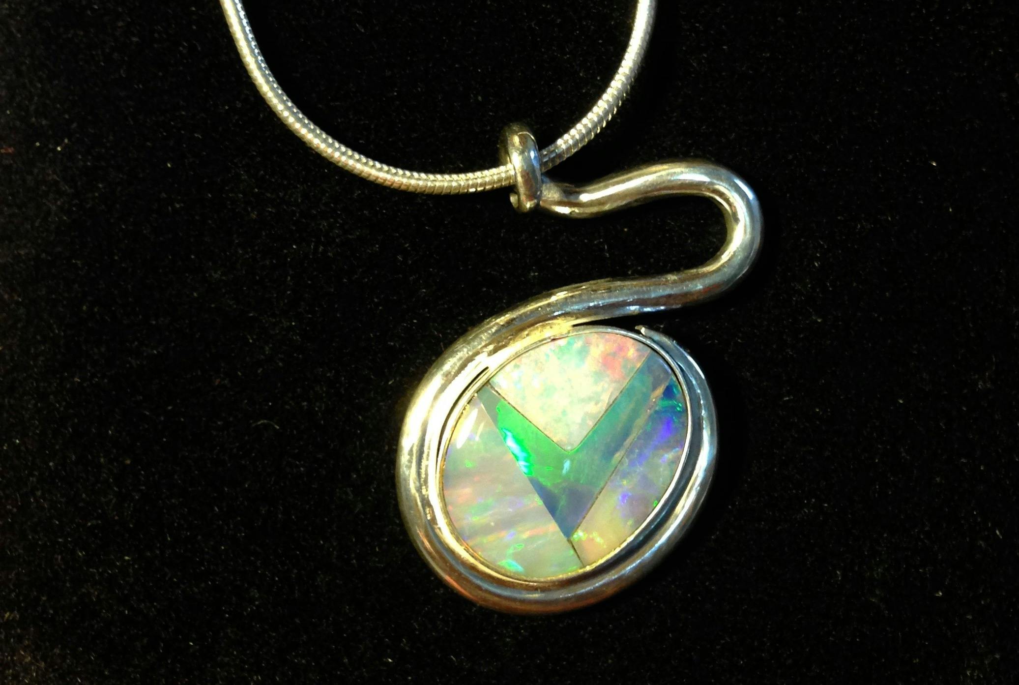 Sterling-silver pendant with an opal