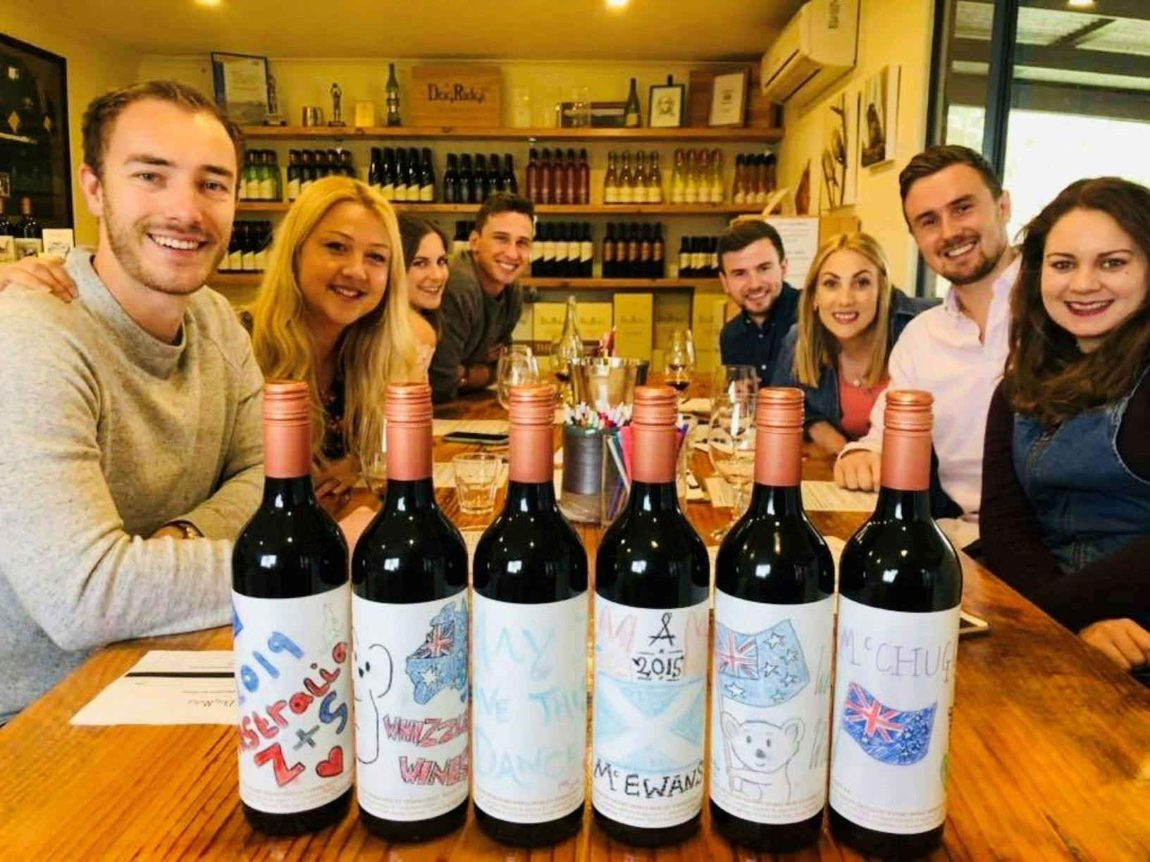 Label making at DogRidge Cellar Door