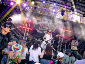 The Shadow Ministers band on stage at Caltowie, South Australia