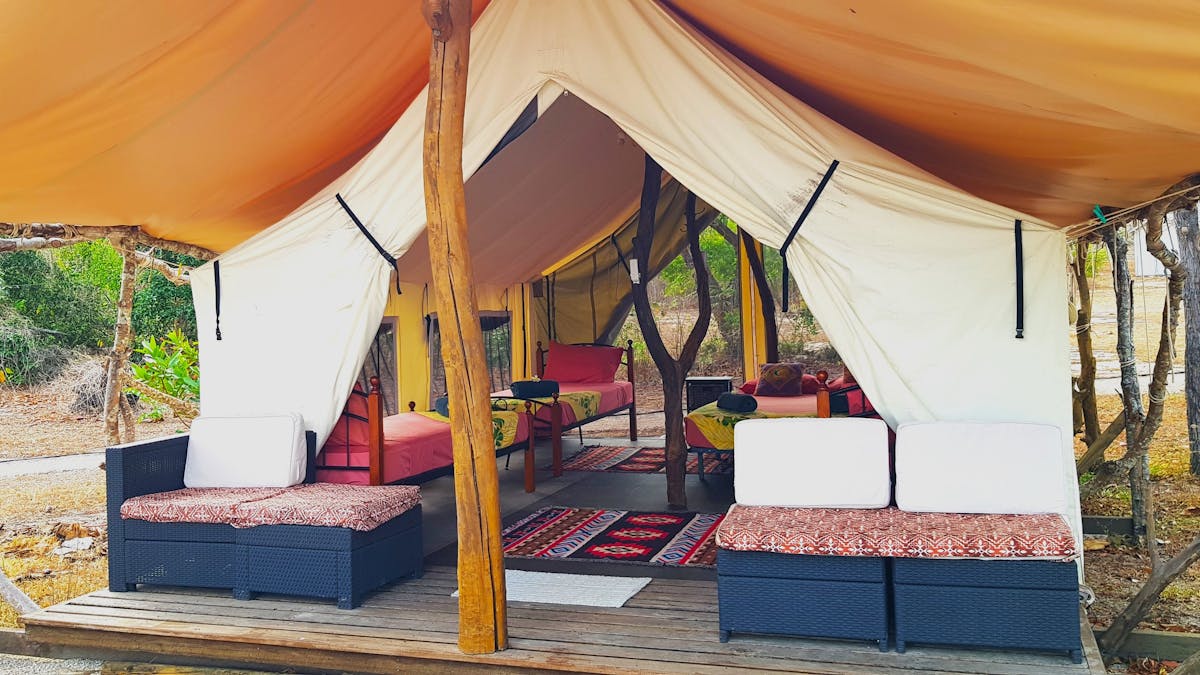 One of the shared tent set up