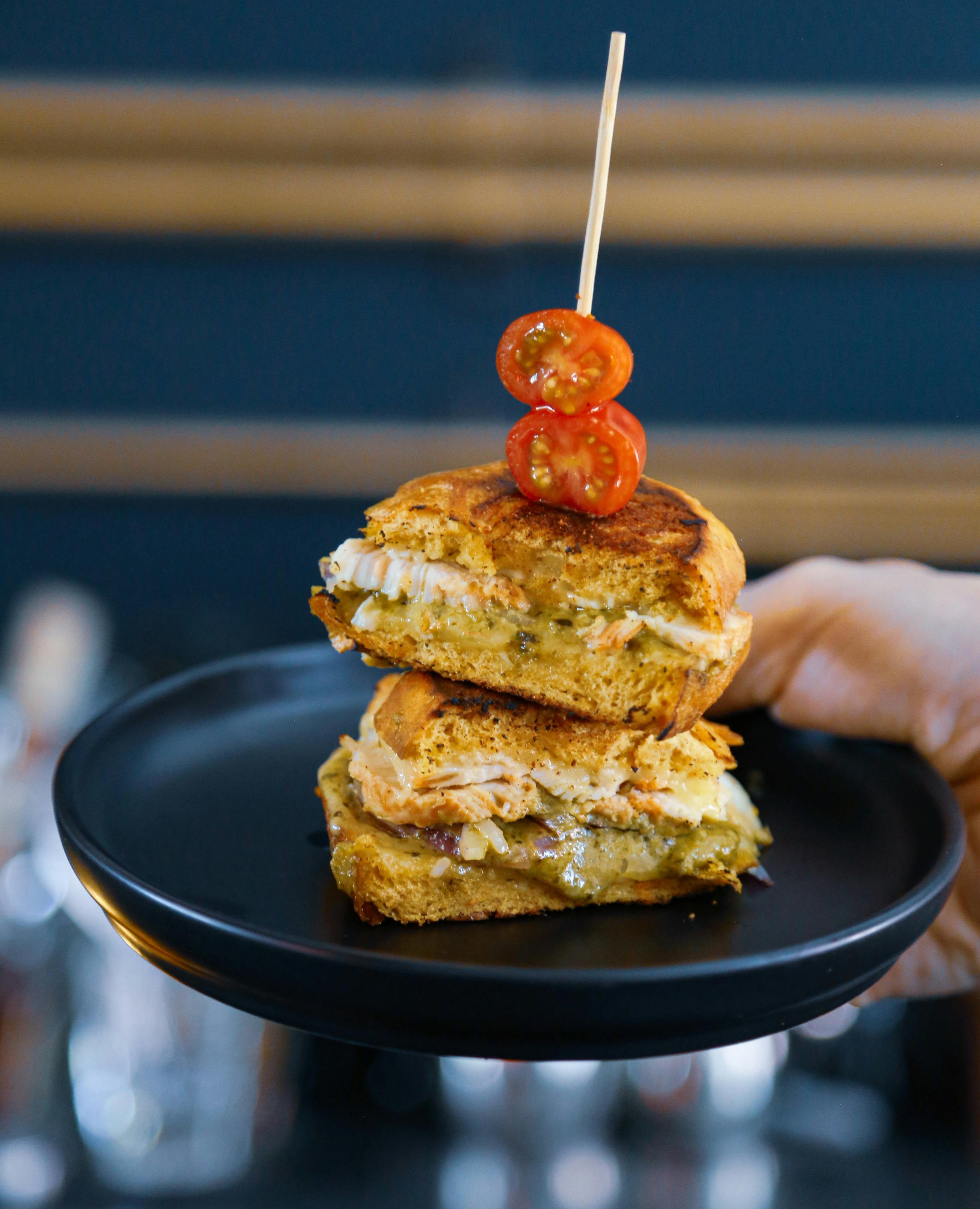 Chicken pesto and cheese toasted sandwich