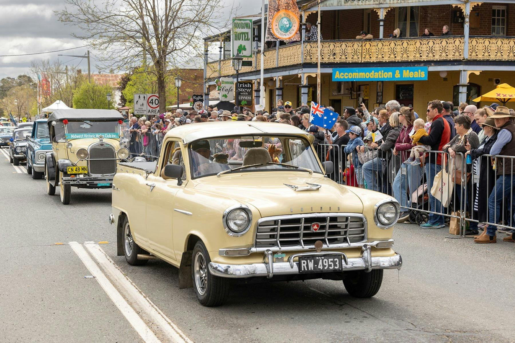 Vintage cars in street parade