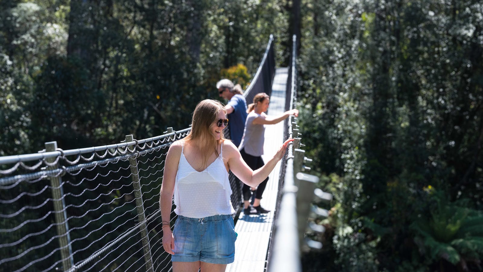 Swinging Bridge walk located at Tahune Adventures Tasmania.  Take advantage of walks while staying.