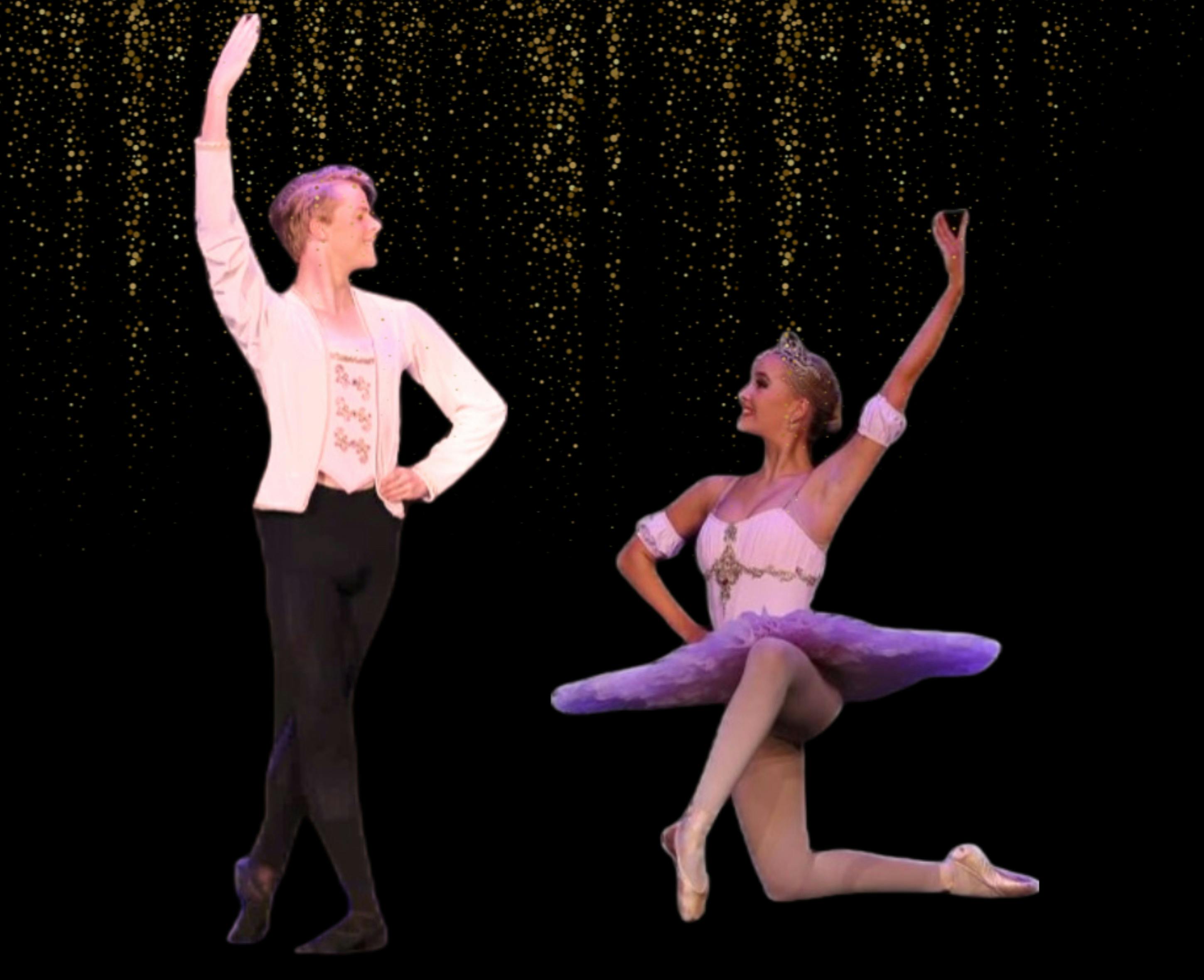 Two ballet dancers pose.