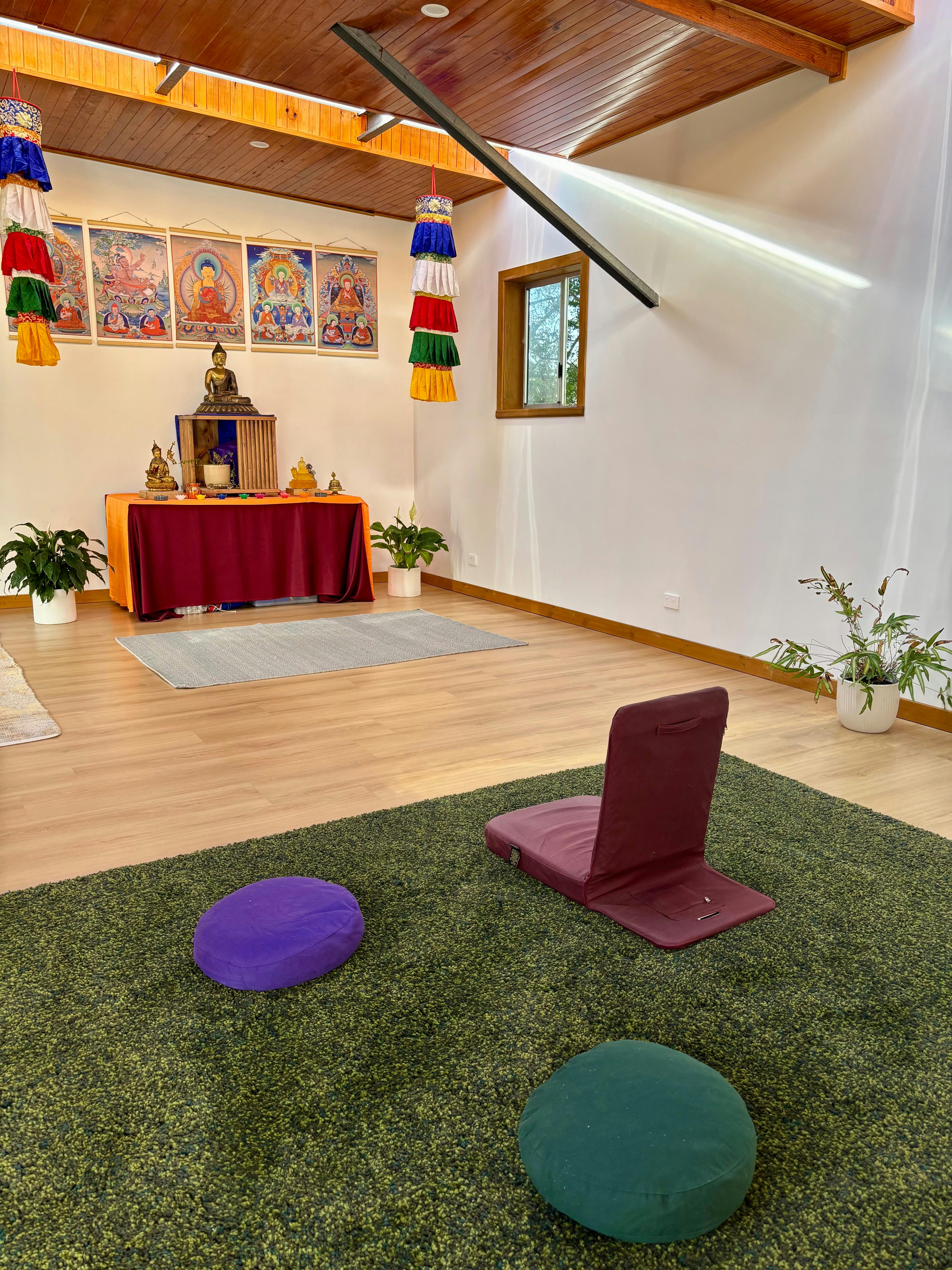 Meditation hall with statue of the Buddha