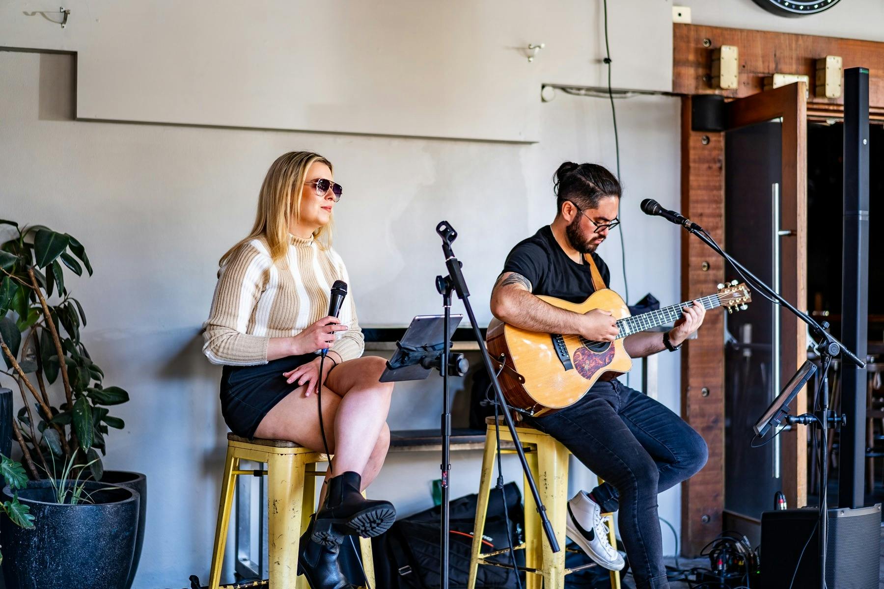 Two piece band playing