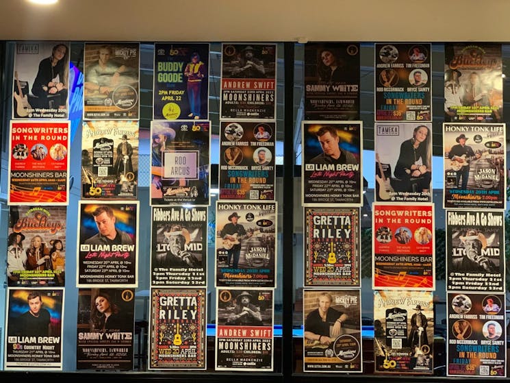 Wall full of music posters