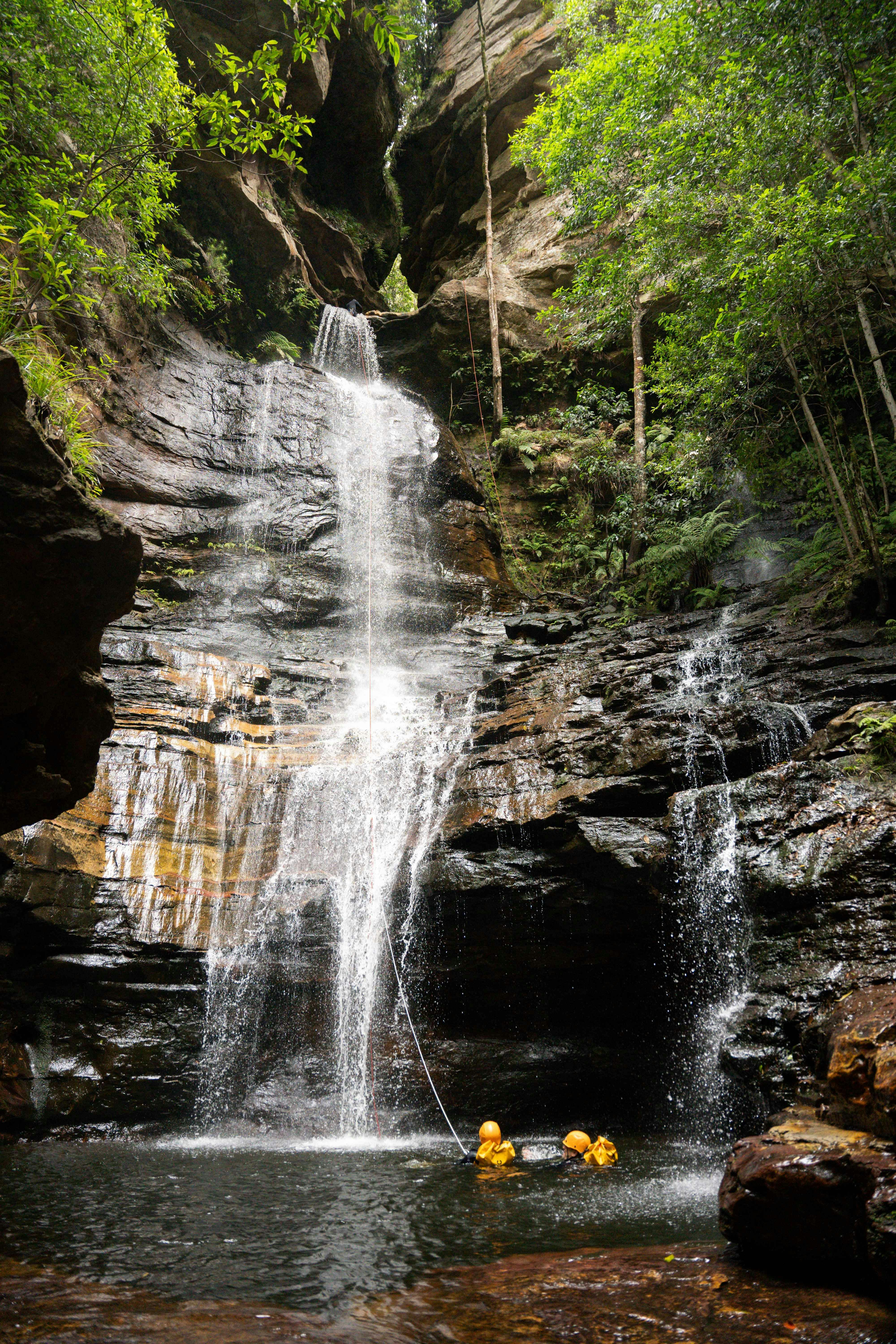 Abseiling down Empress Falls waterfall