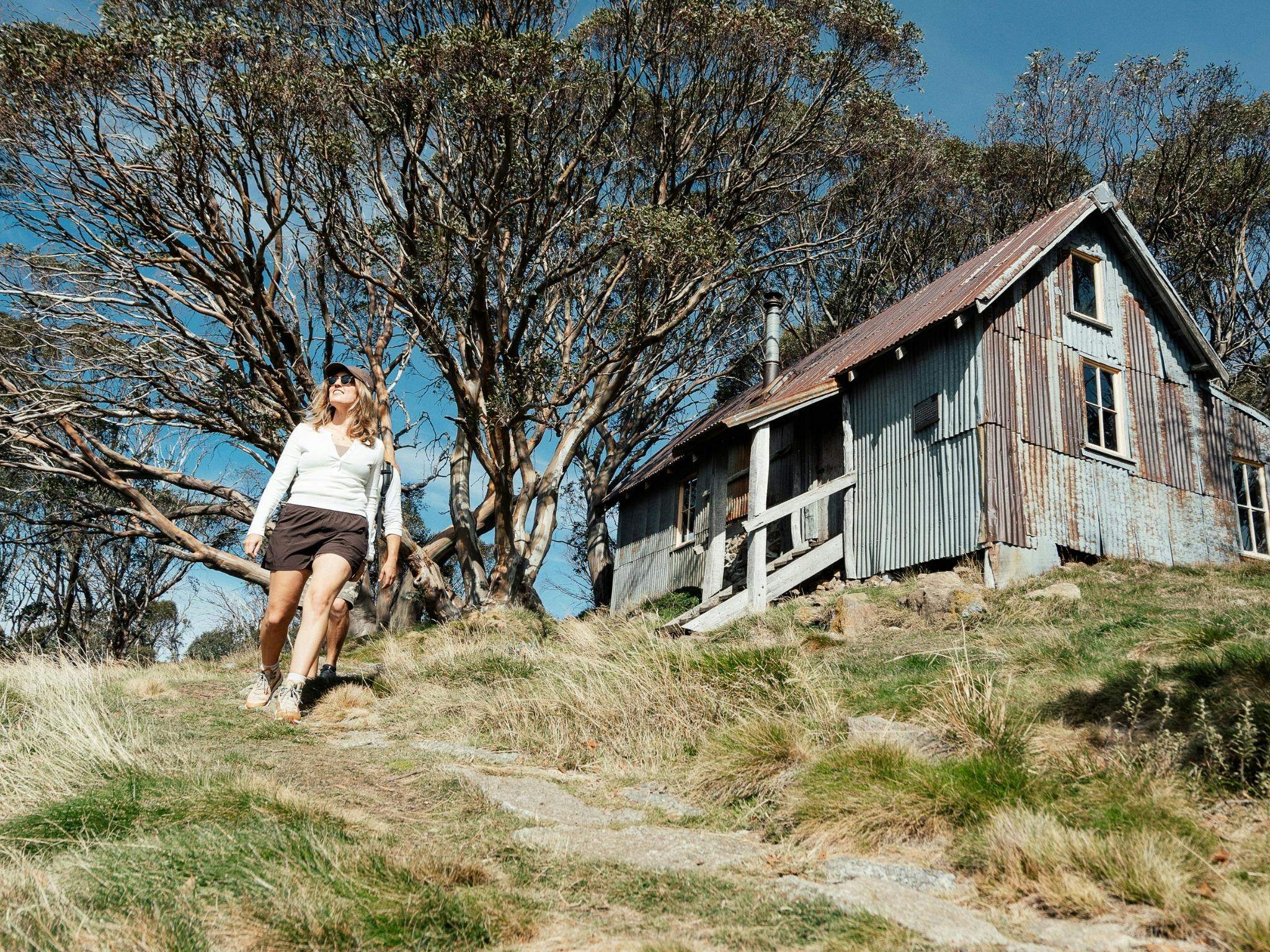 Walking past cope hut cattlemans hut
