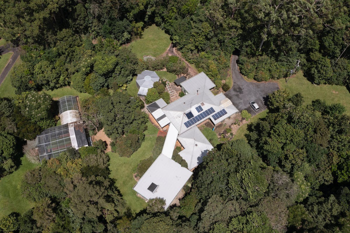 drone photo shows the layout of our facilities - the cages and the buildings