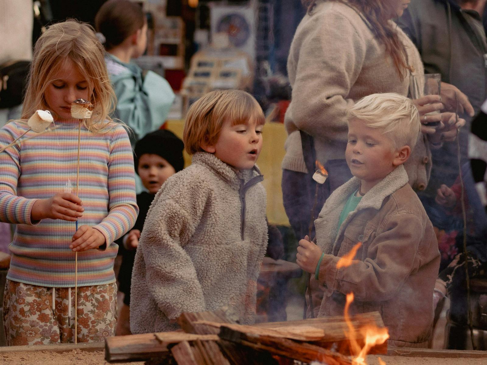 Children roasting marshmallows at Easy Tiger in St Helens.