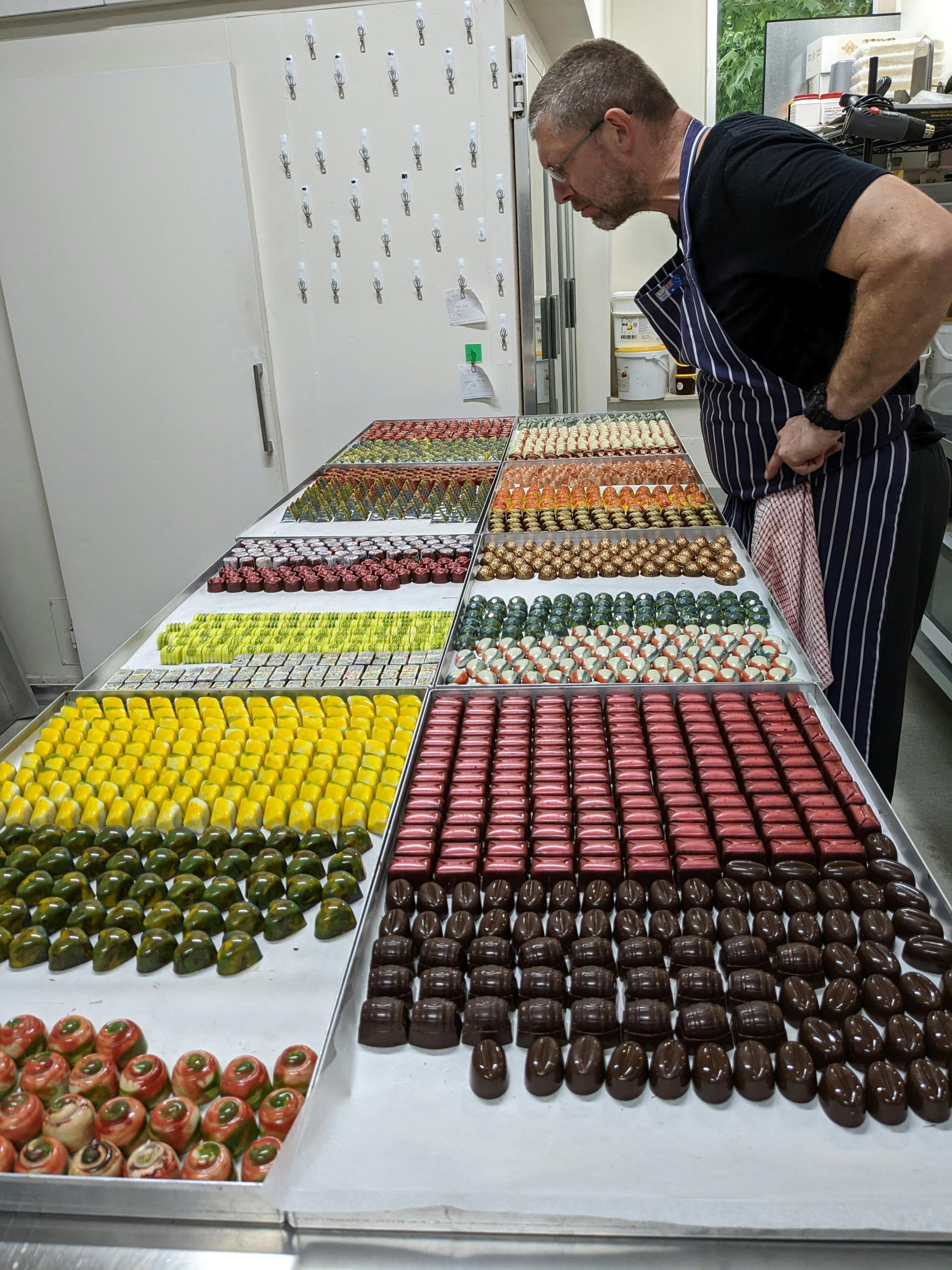 Beautiful crafted chocolate shells filled with different flavoured ganache or caramels