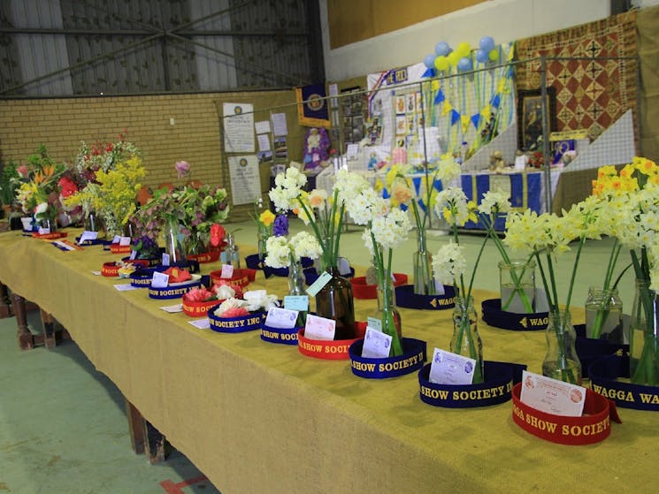 A variety of displays entered into the Agricultural show including flowersg
