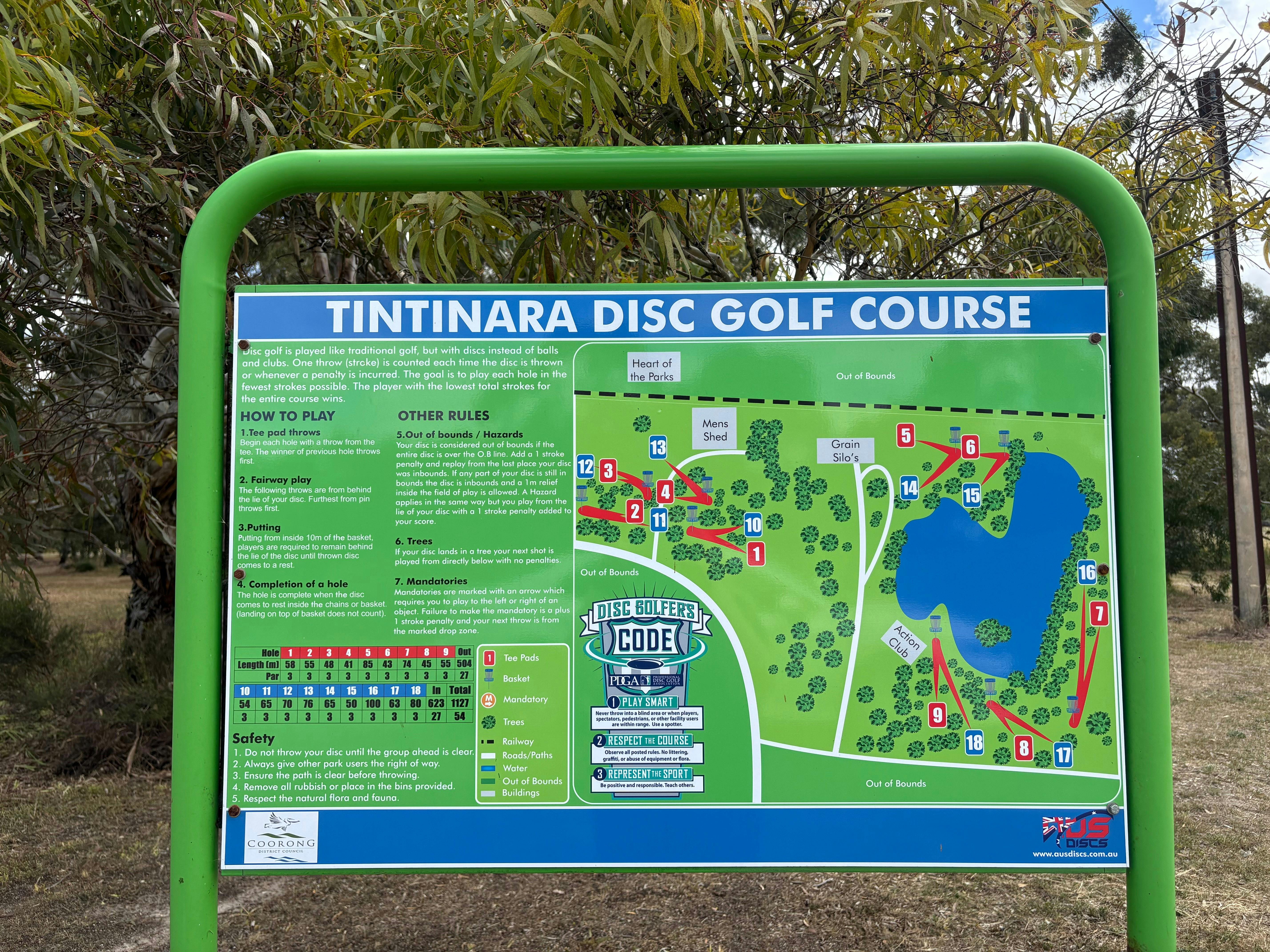 Tintinara Disc Golf Course Map