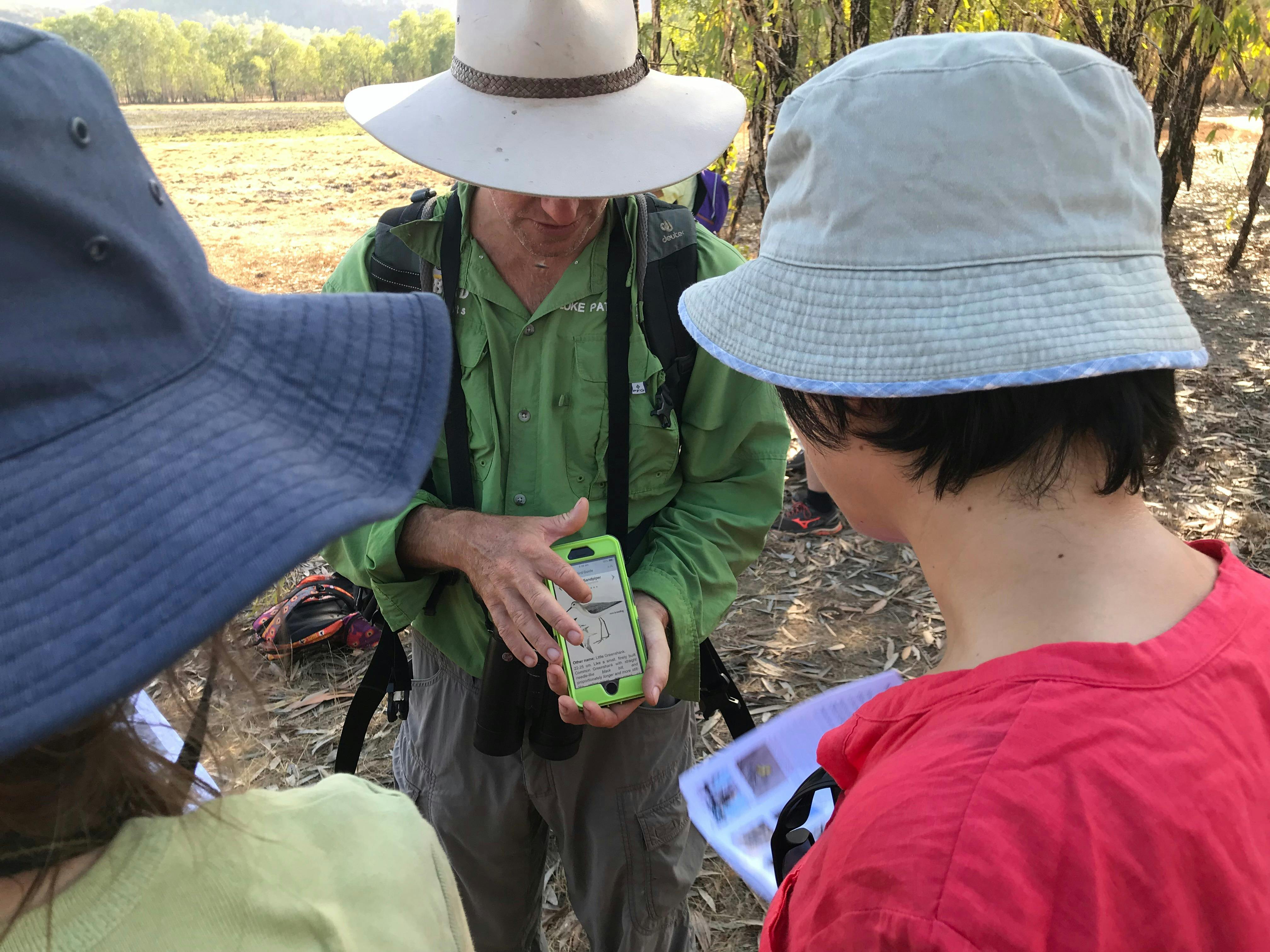 Australian birdwatching guide Luke Paterson with birdwatchers Kakadu