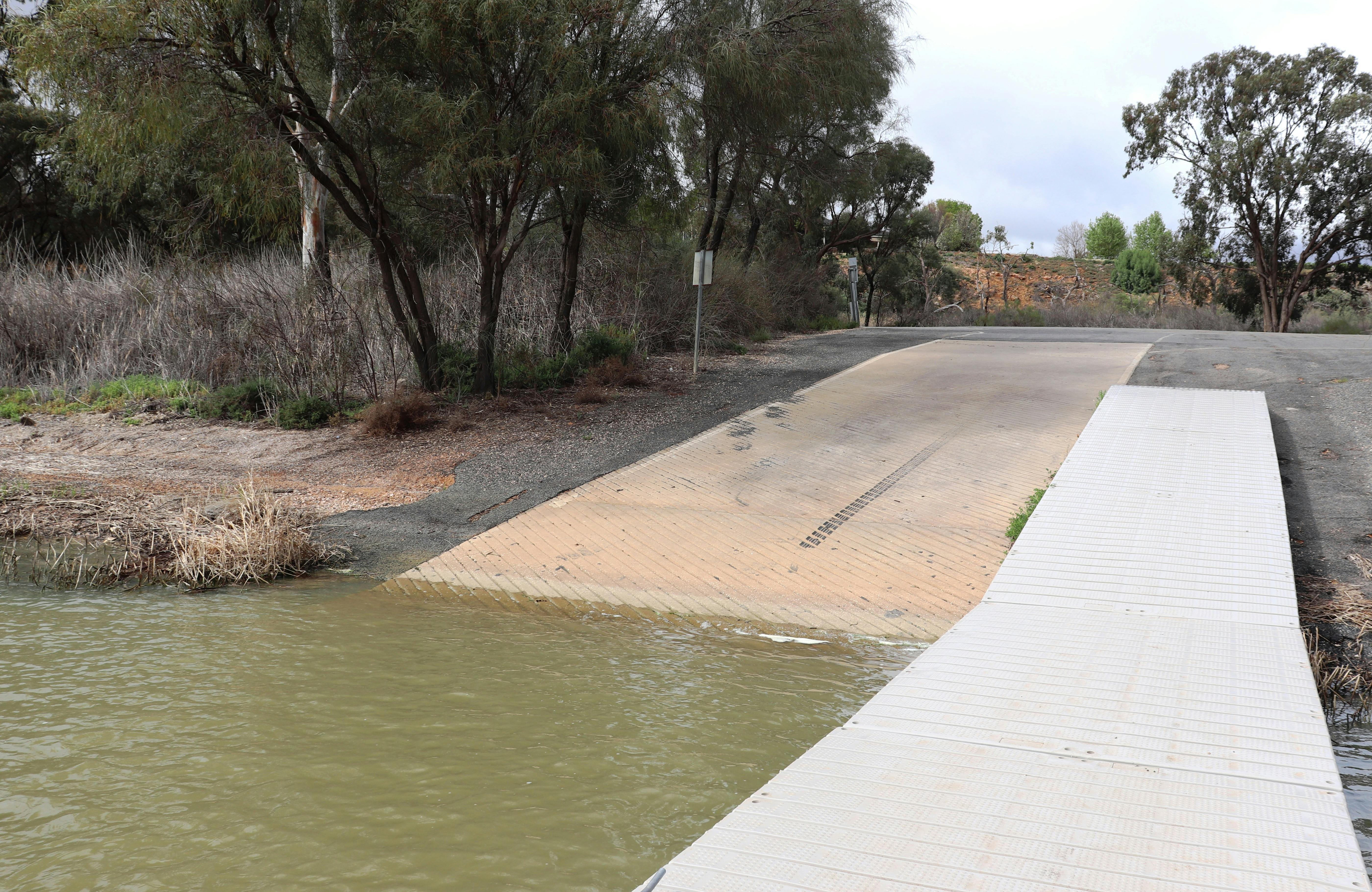 The sealed boat ramp.