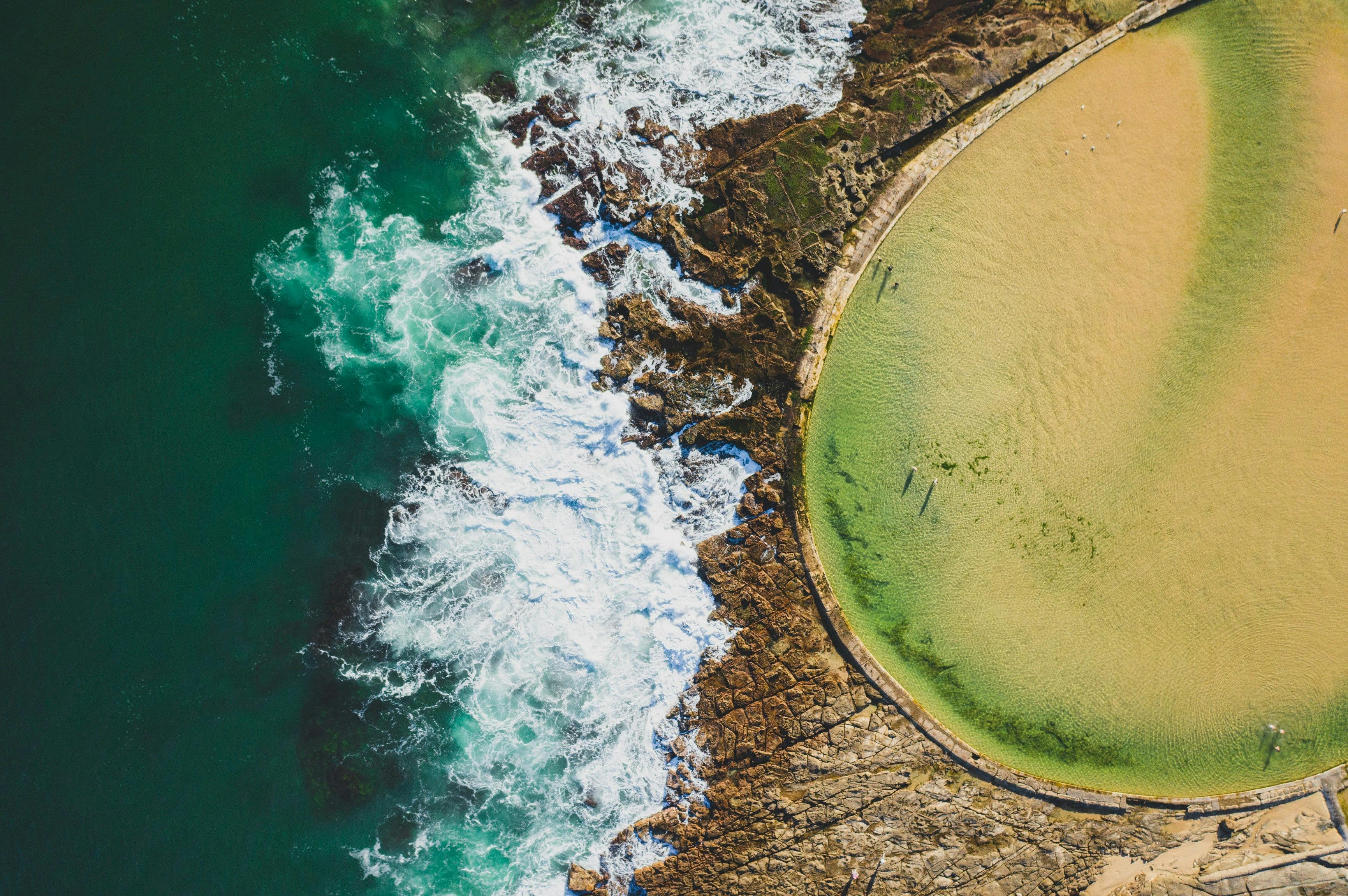 Aerial overlooking Canoe Pool, Newcastle