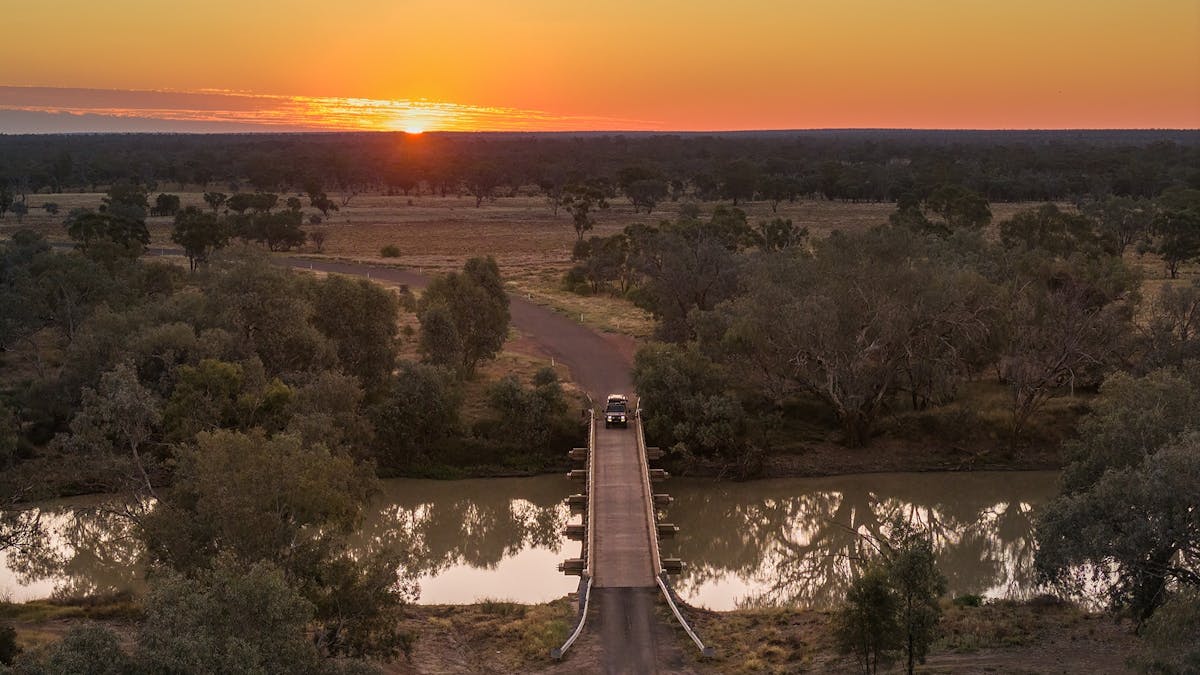 The sunset view over the local Warrego river