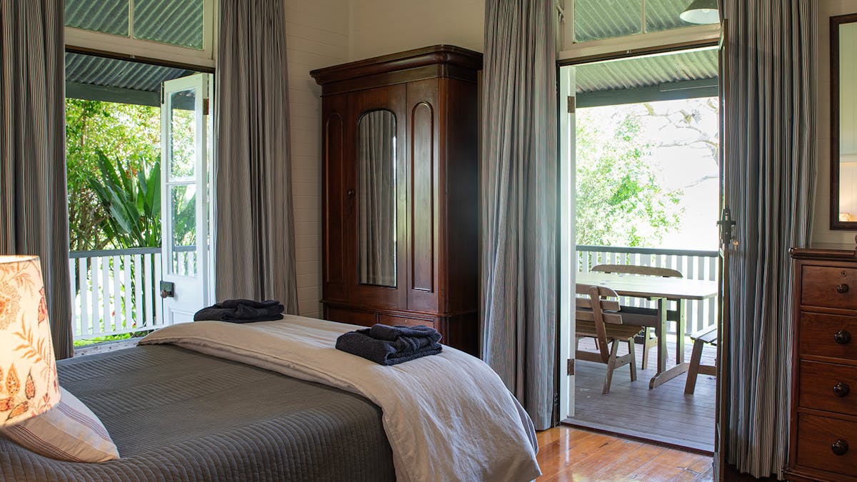 Heritage bedroom with a view to external balcony