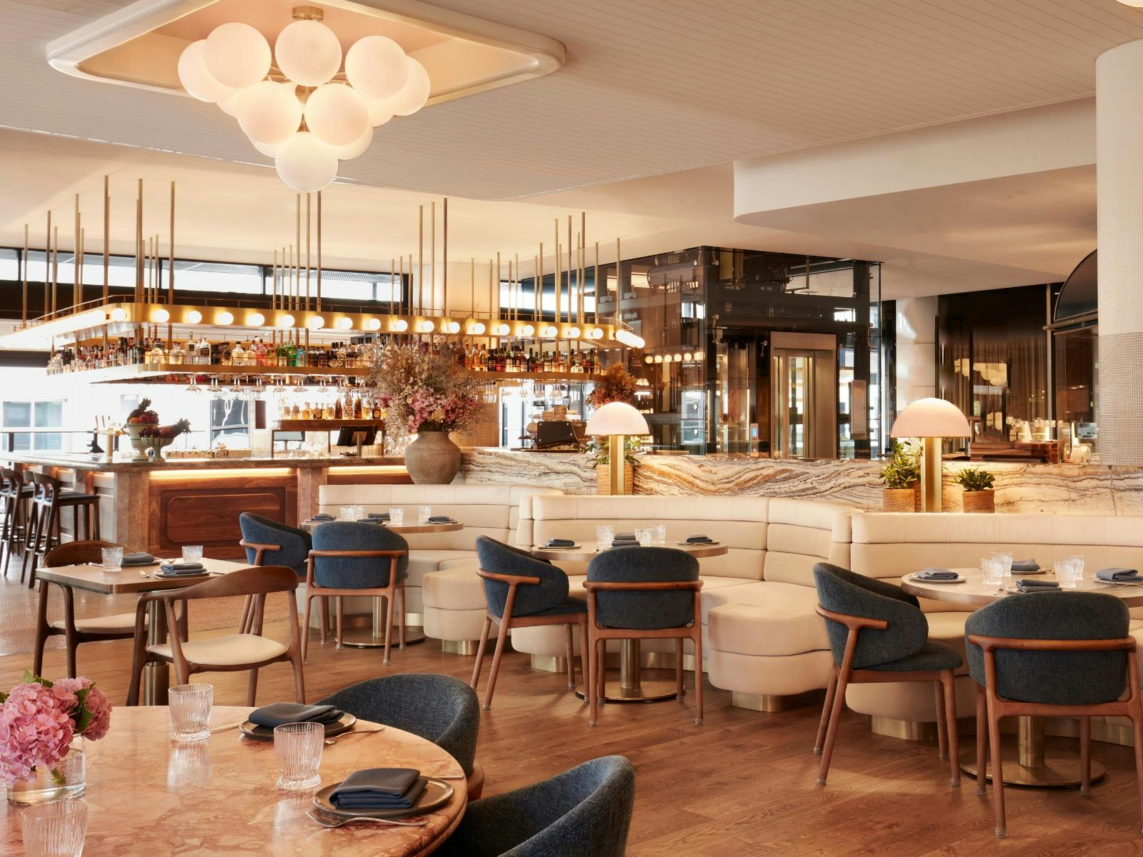 Indoor view with elegant design and corner couch at Hatch Restaurant