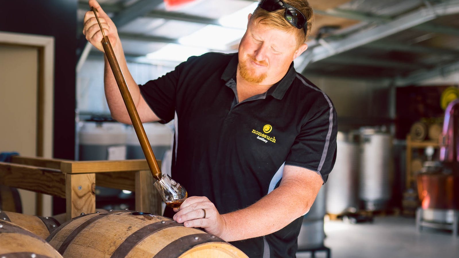 Drawing a sample from the cask