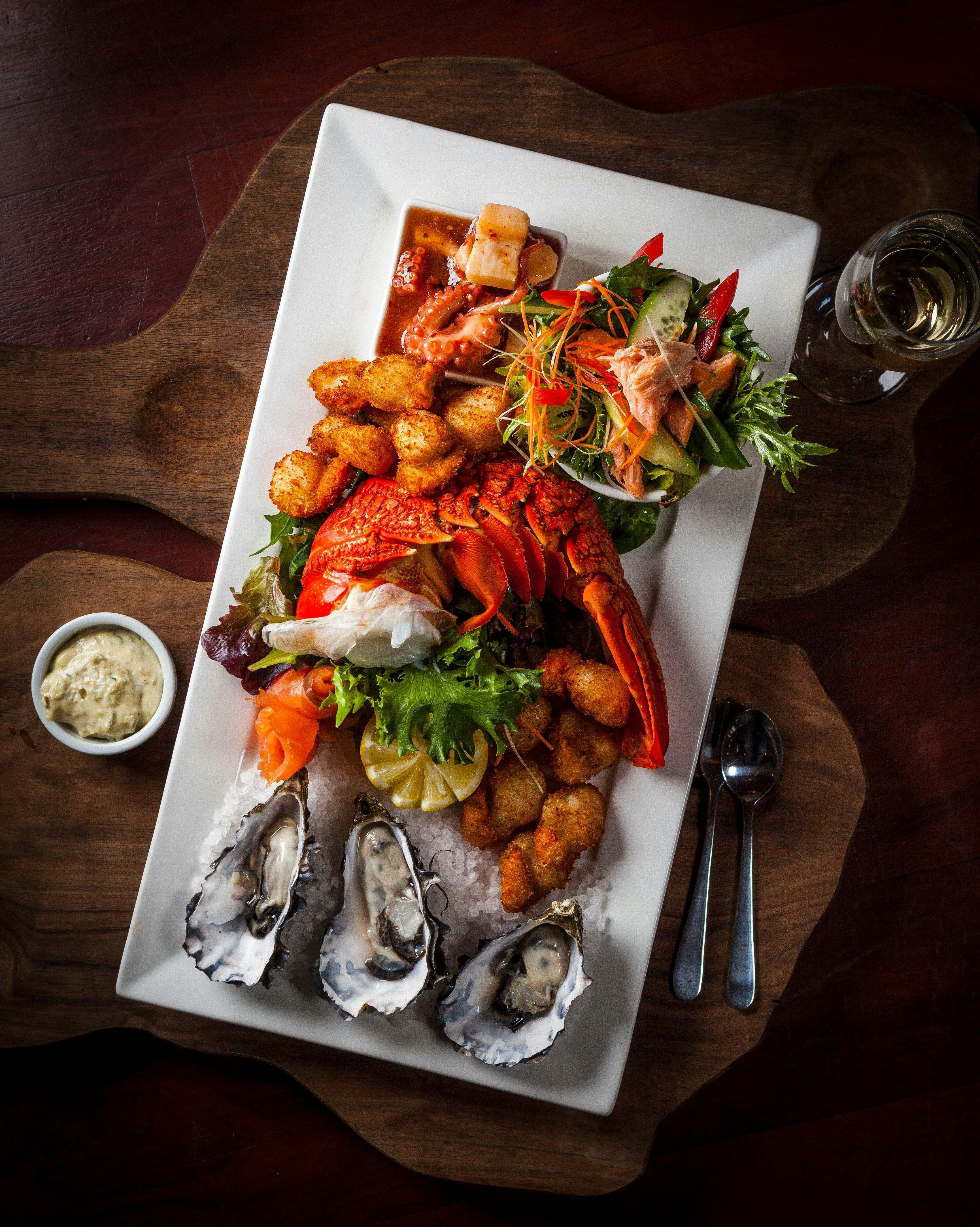 seafood platter with lobster