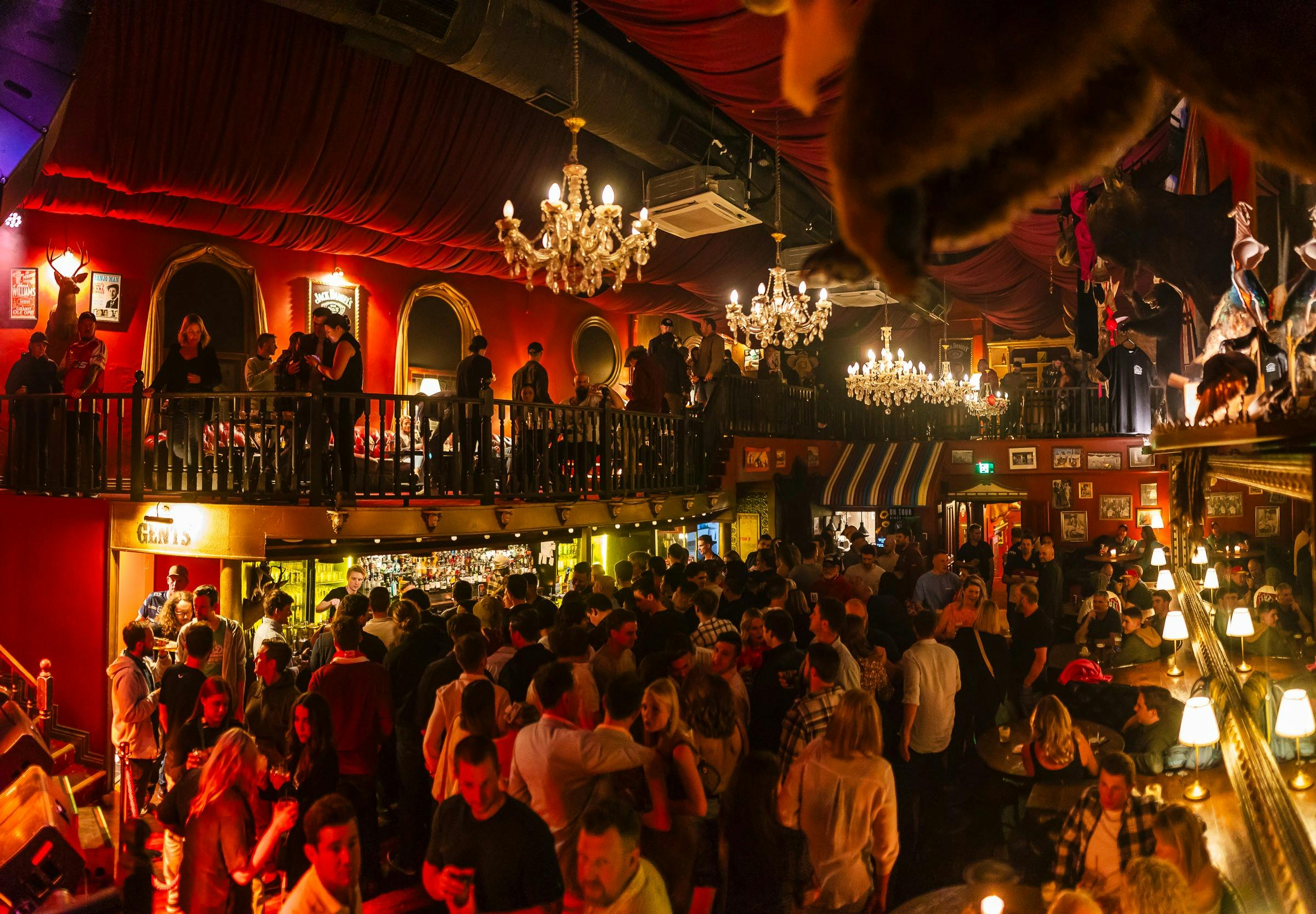 Atmospheric shot of Lefty's Music Hall with people on the dance floor.