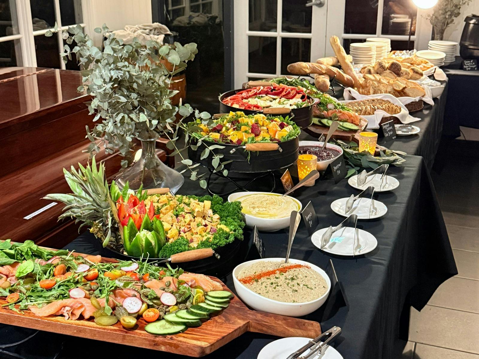 Christmas in July buffet featuring festive roasts and seasonal favourites