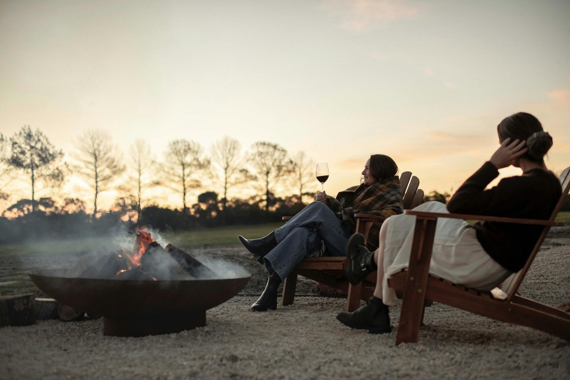 Fire pit with sunset