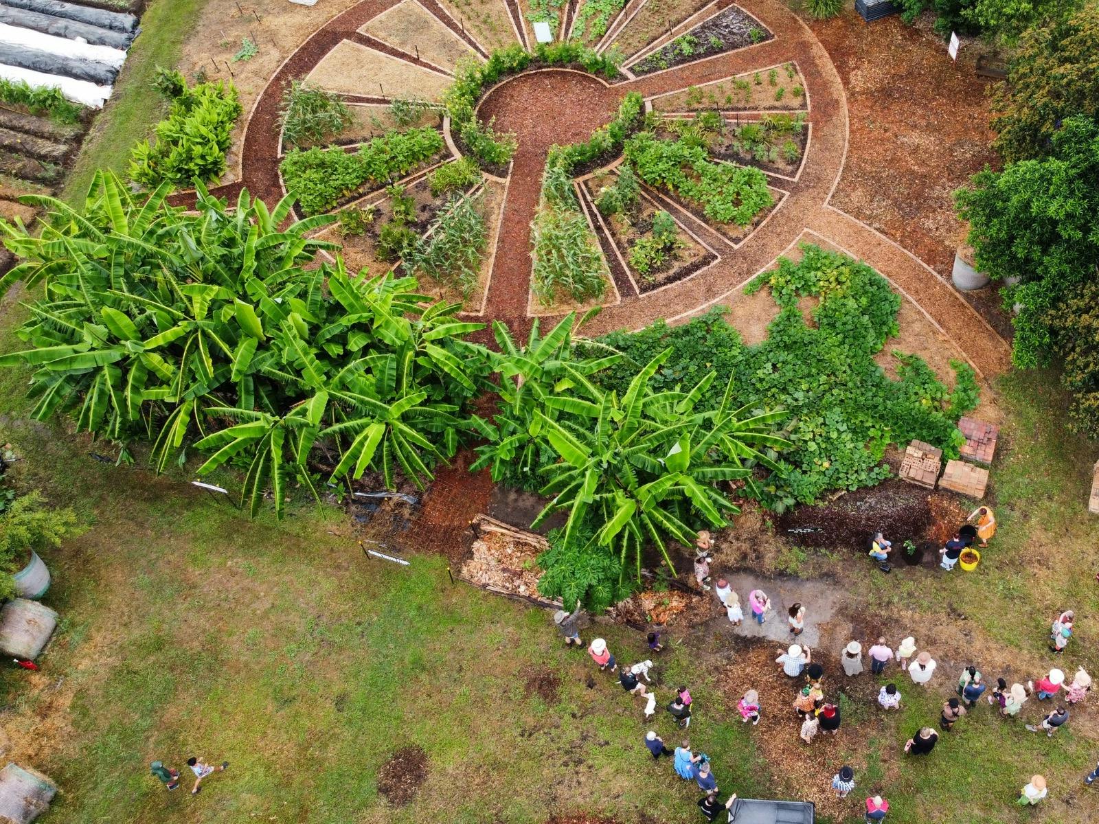 drone image of Green Thumb Farm mandala garden drone image of Green Thumb Farm mandala garden