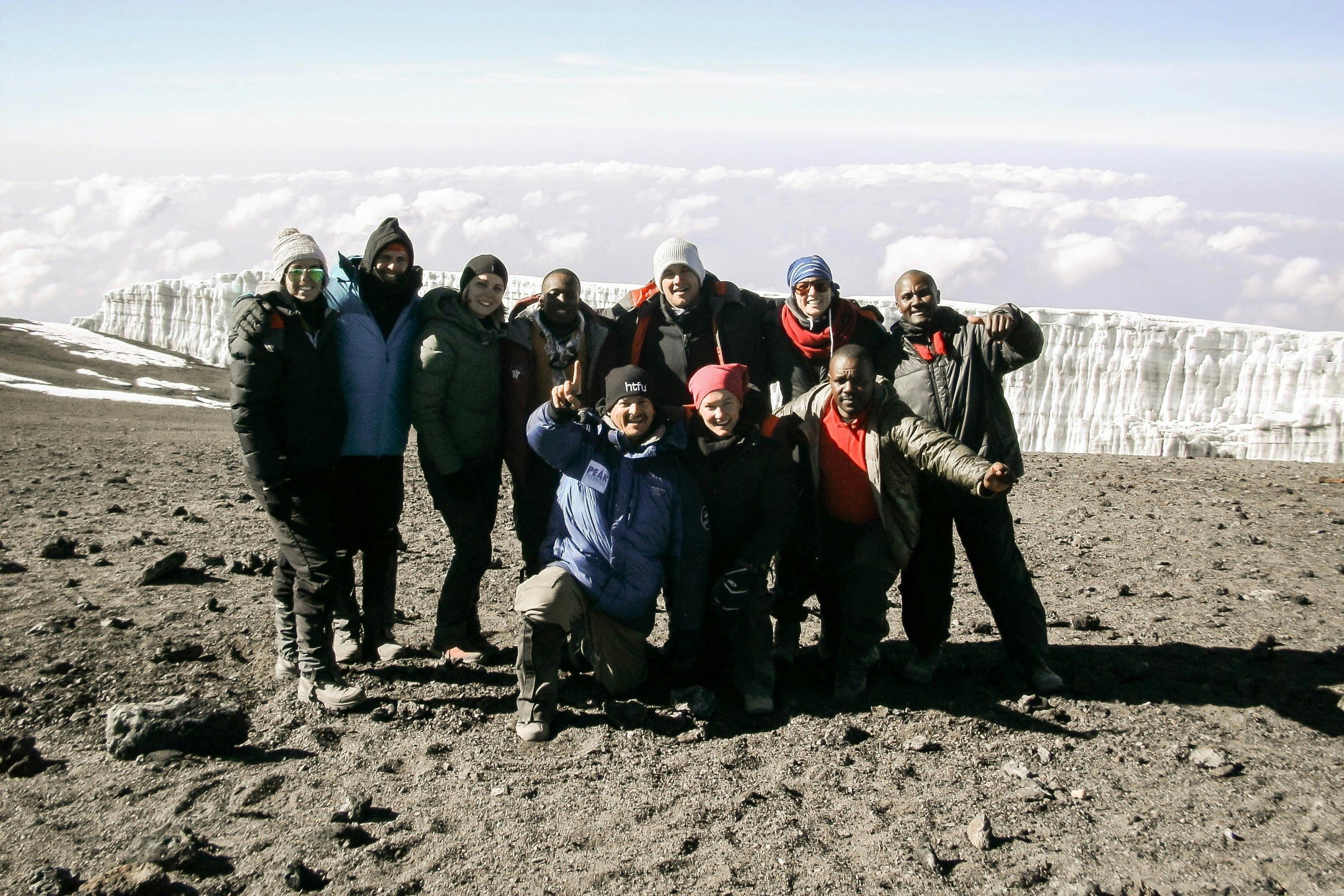 The summit of Mt Kilimanjaro, the highest mountain in Africa