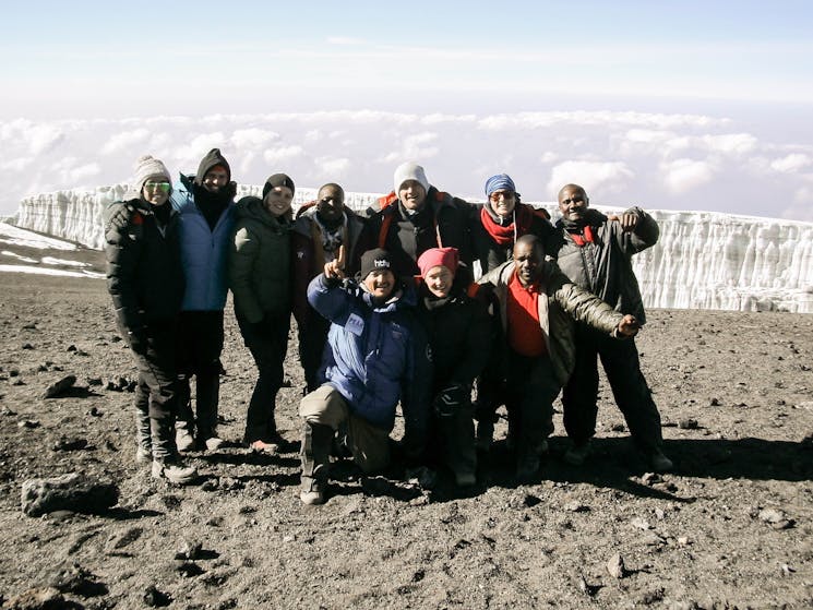 The summit of Mt Kilimanjaro, the highest mountain in Africa