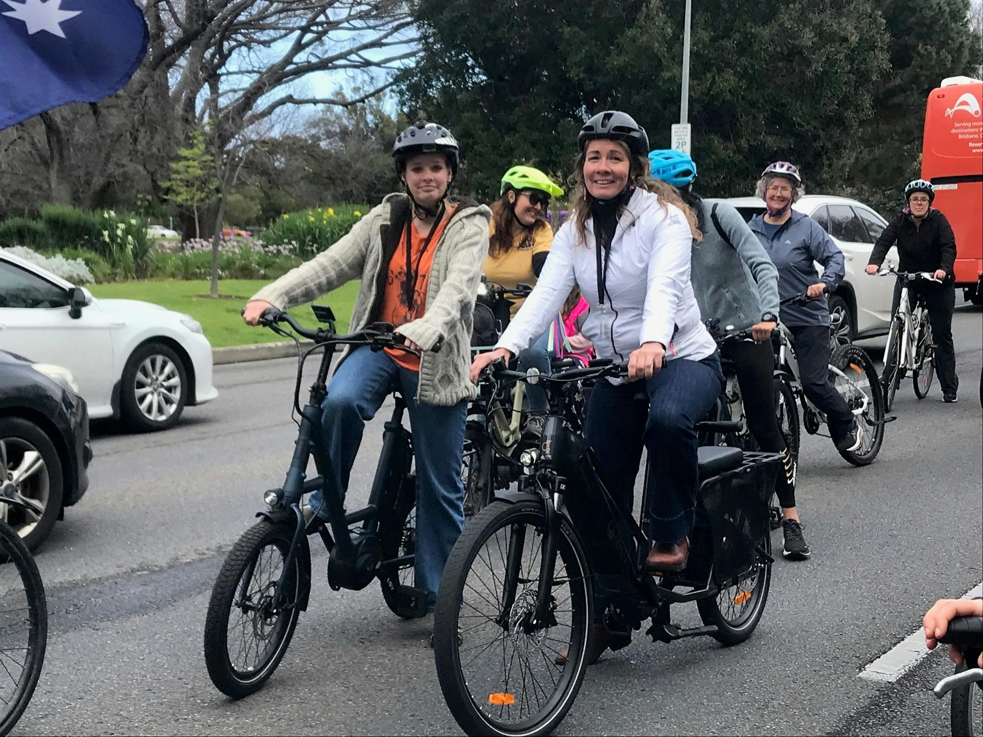 A group of women cycling