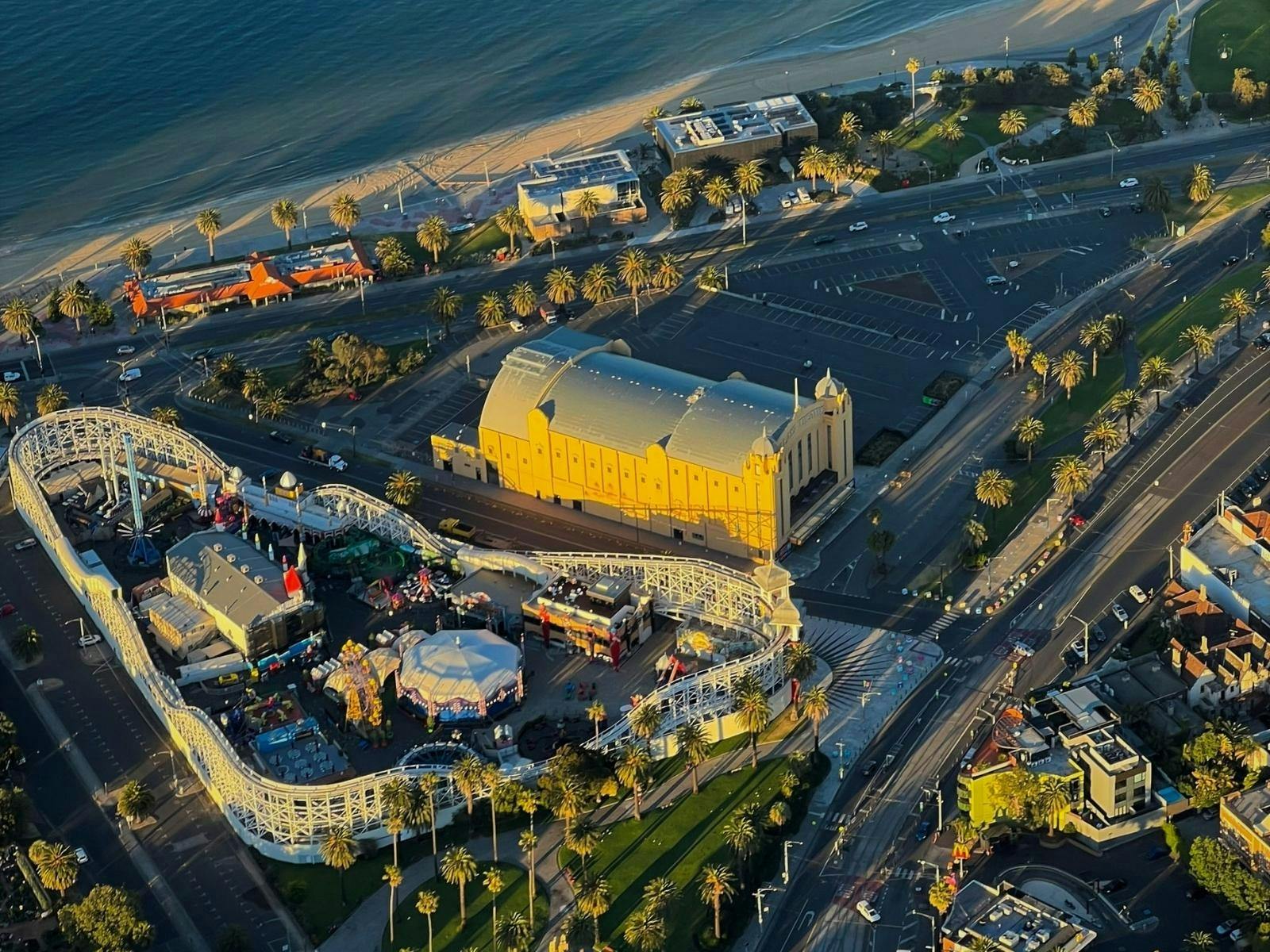 Sunrise view of Luna Park during the helicopter ride.