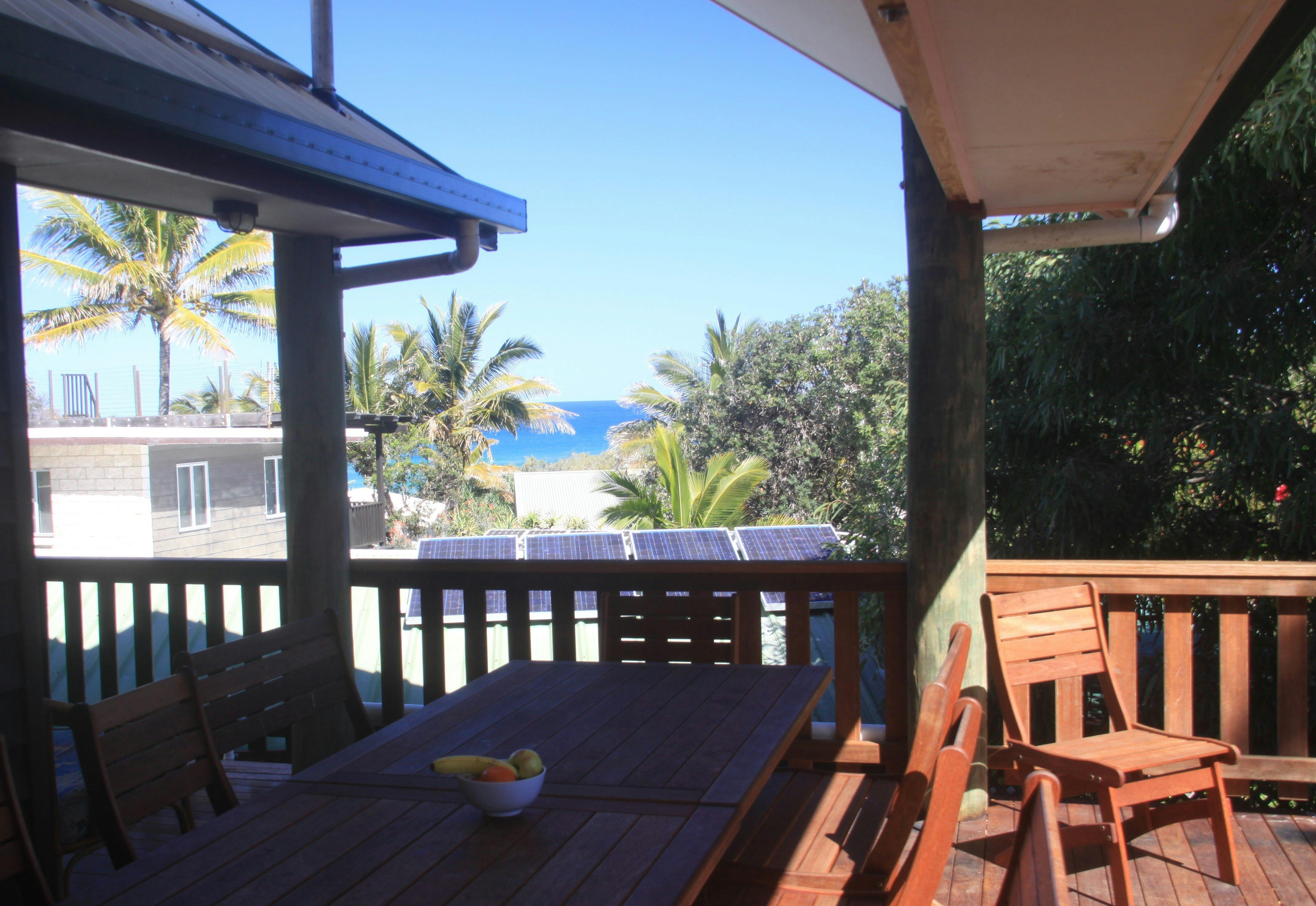 Salty deck with covered area to seat 12 at table