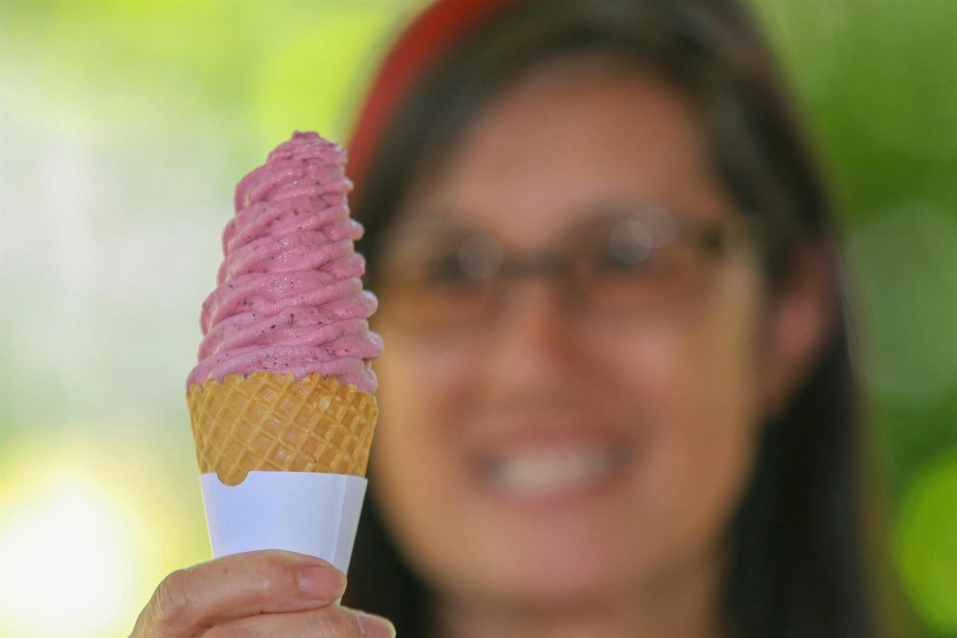 Woman holding a Berry Icecream