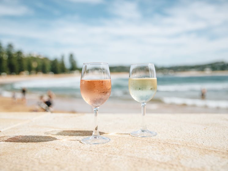 The perfect place to enjoy a wine by the beach. Right on the Point at Avoca Beach