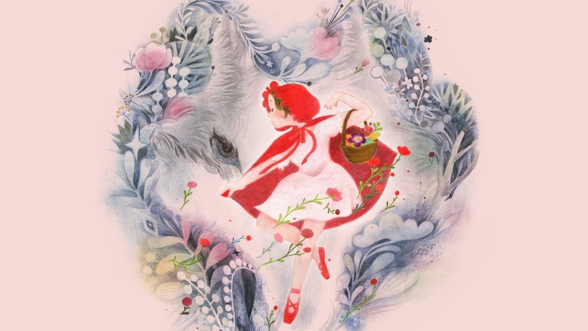 Illustration of Red Riding Hood and the Wolf