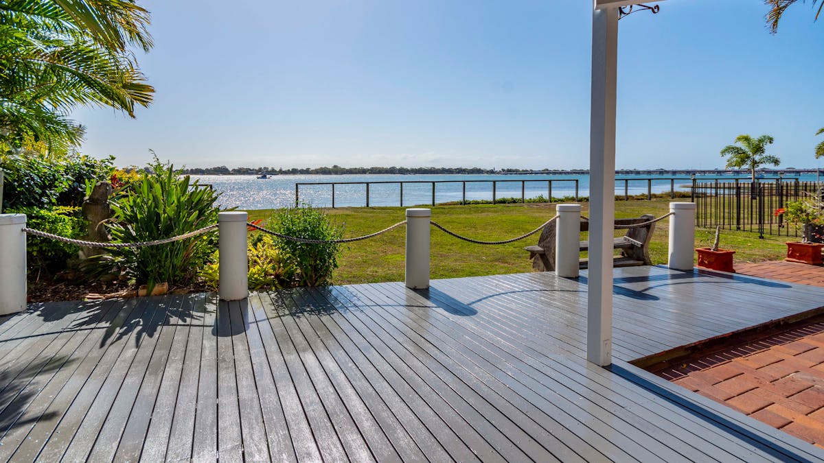 Outdoor deck overlooking Pumicestone Passage