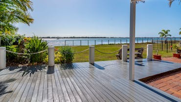 Outdoor deck overlooking Pumicestone Passage