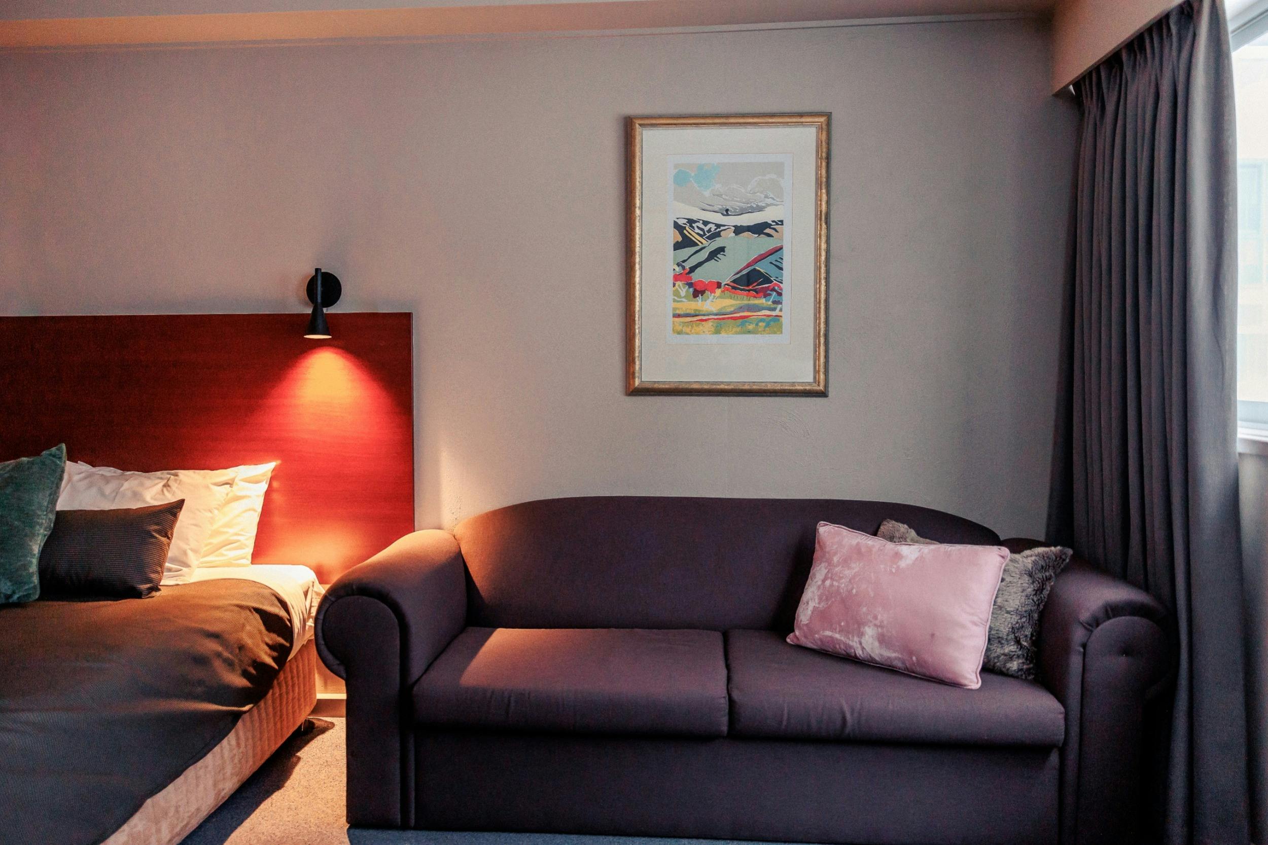 Brown Sofa in the four share bedroom