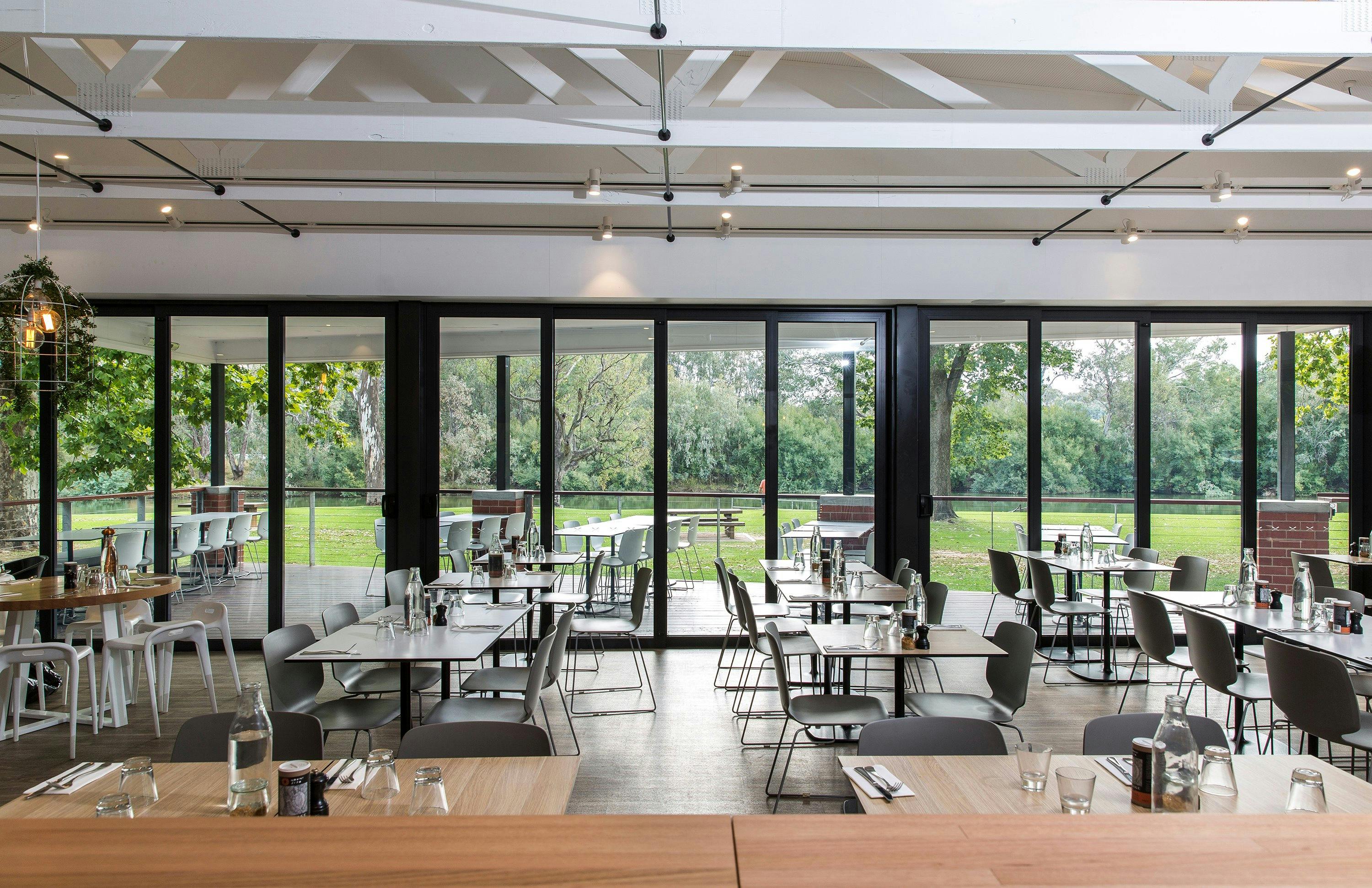 The River Deck interior with stunning views of the parkland