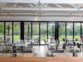 The River Deck interior with stunning views of the parkland