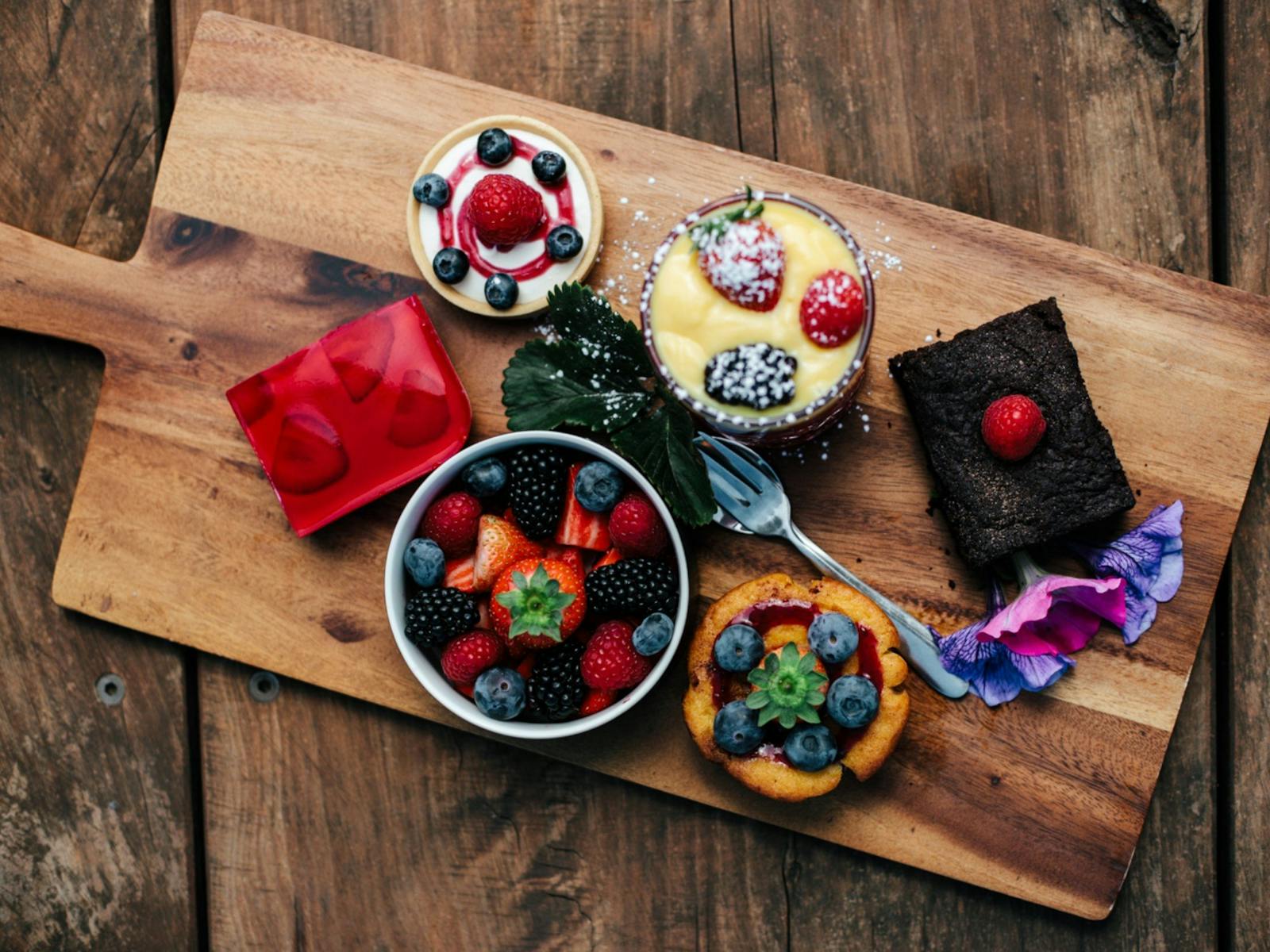 A range of berry inspired desserts.