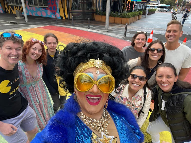 group photo at the rainbow crossing