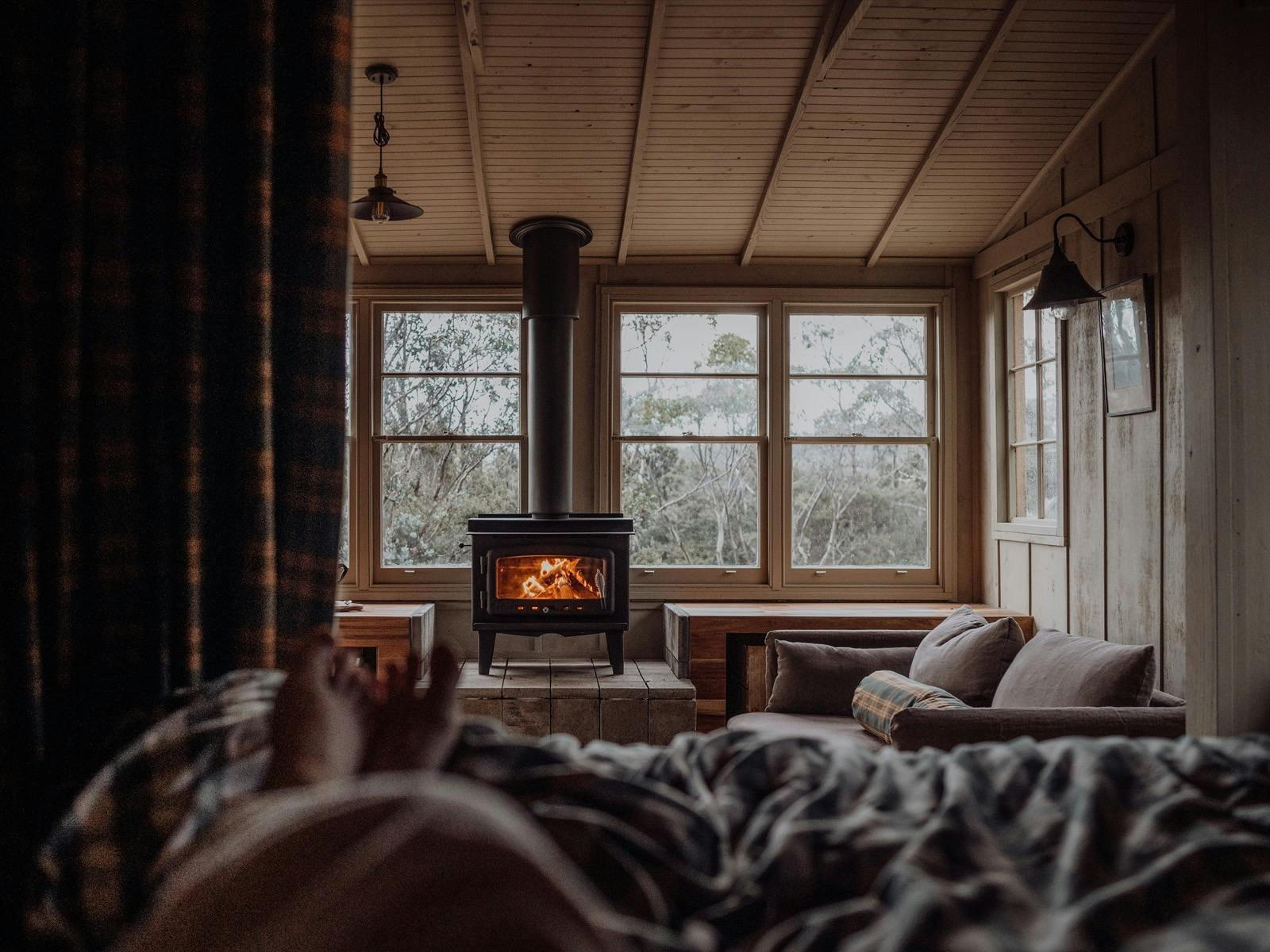 Cozy up in your king-sized bed as you sit a hot beverage and look at the woodfire. Heaven!
