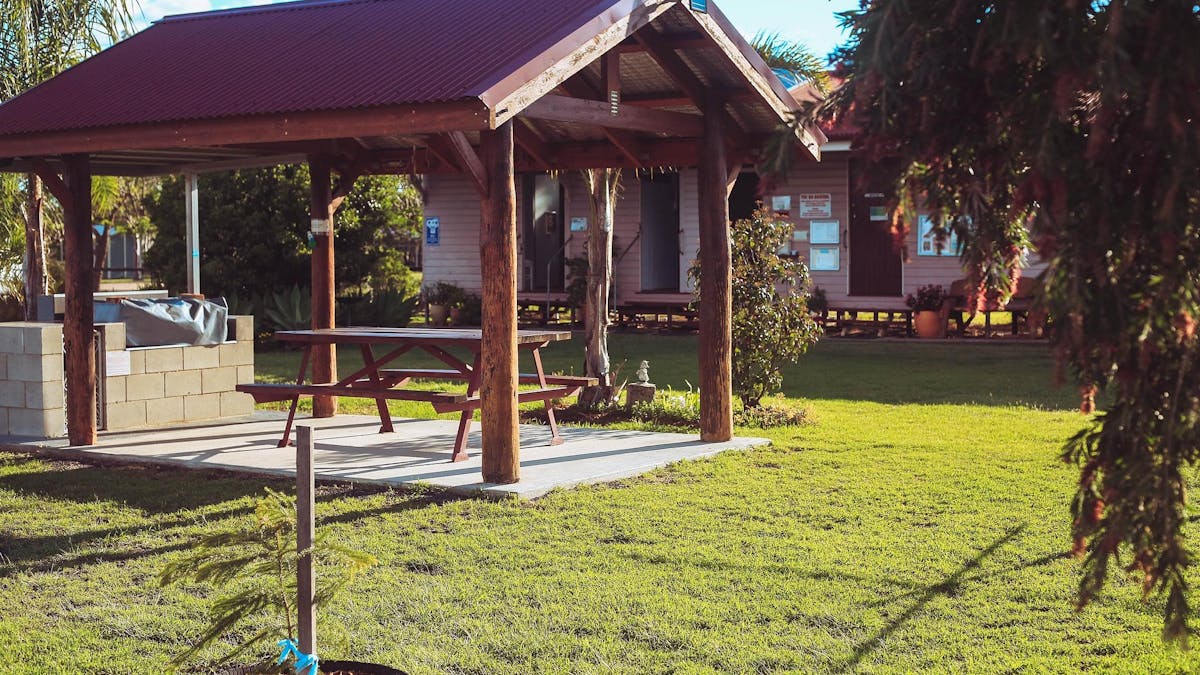 Picnic tables at the Yelarbon Recreation Grounds