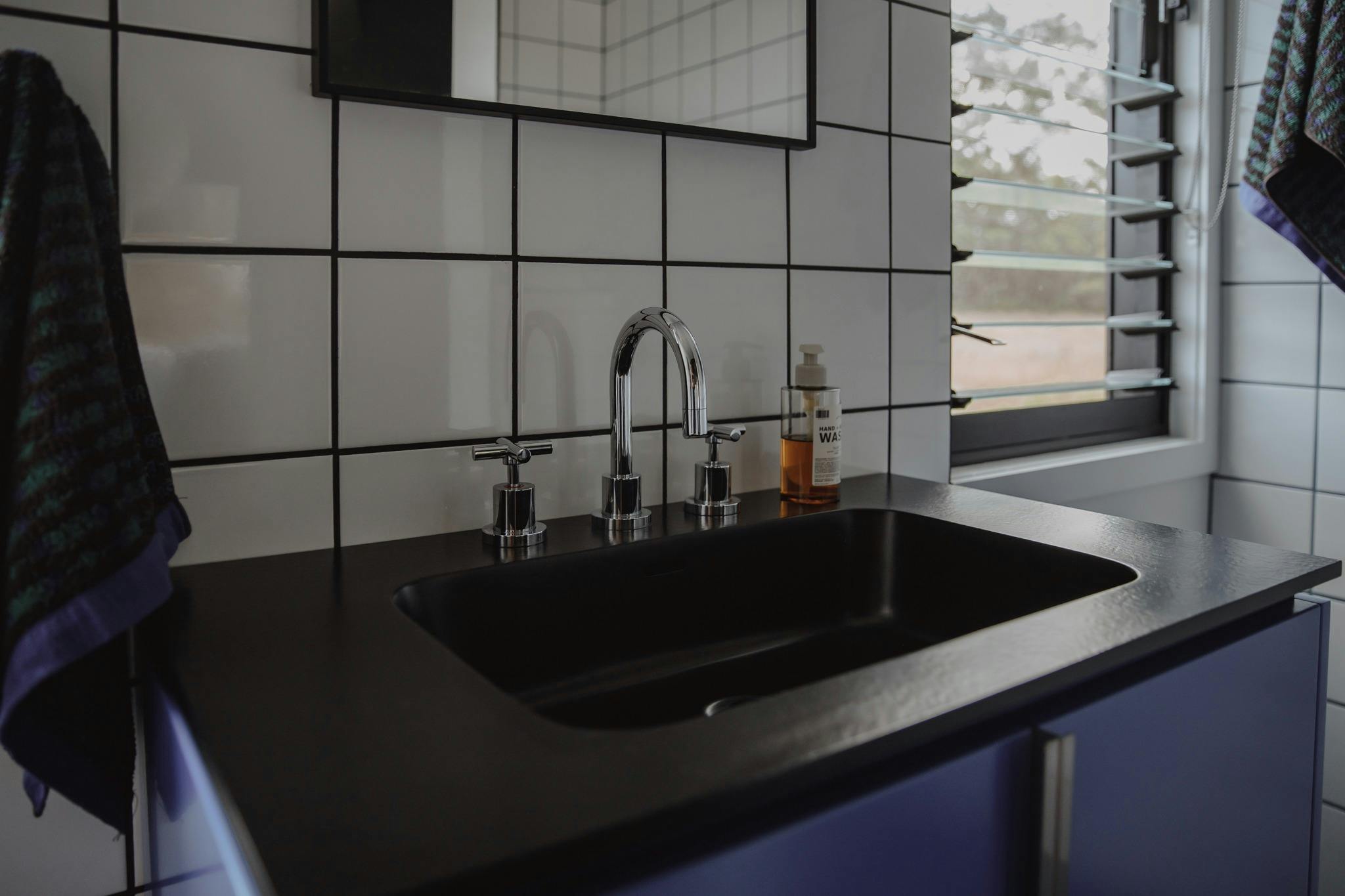 Contemporary vanity, taps and mirror