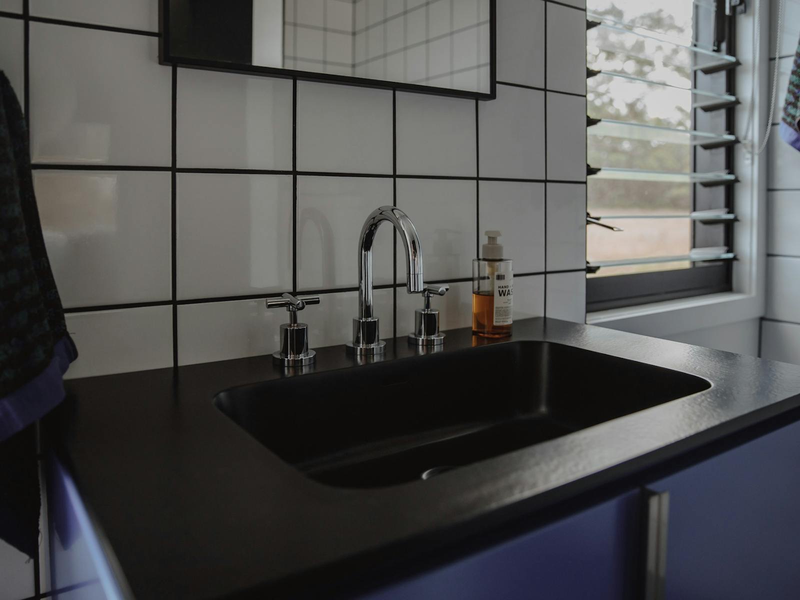 Contemporary vanity, taps and mirror