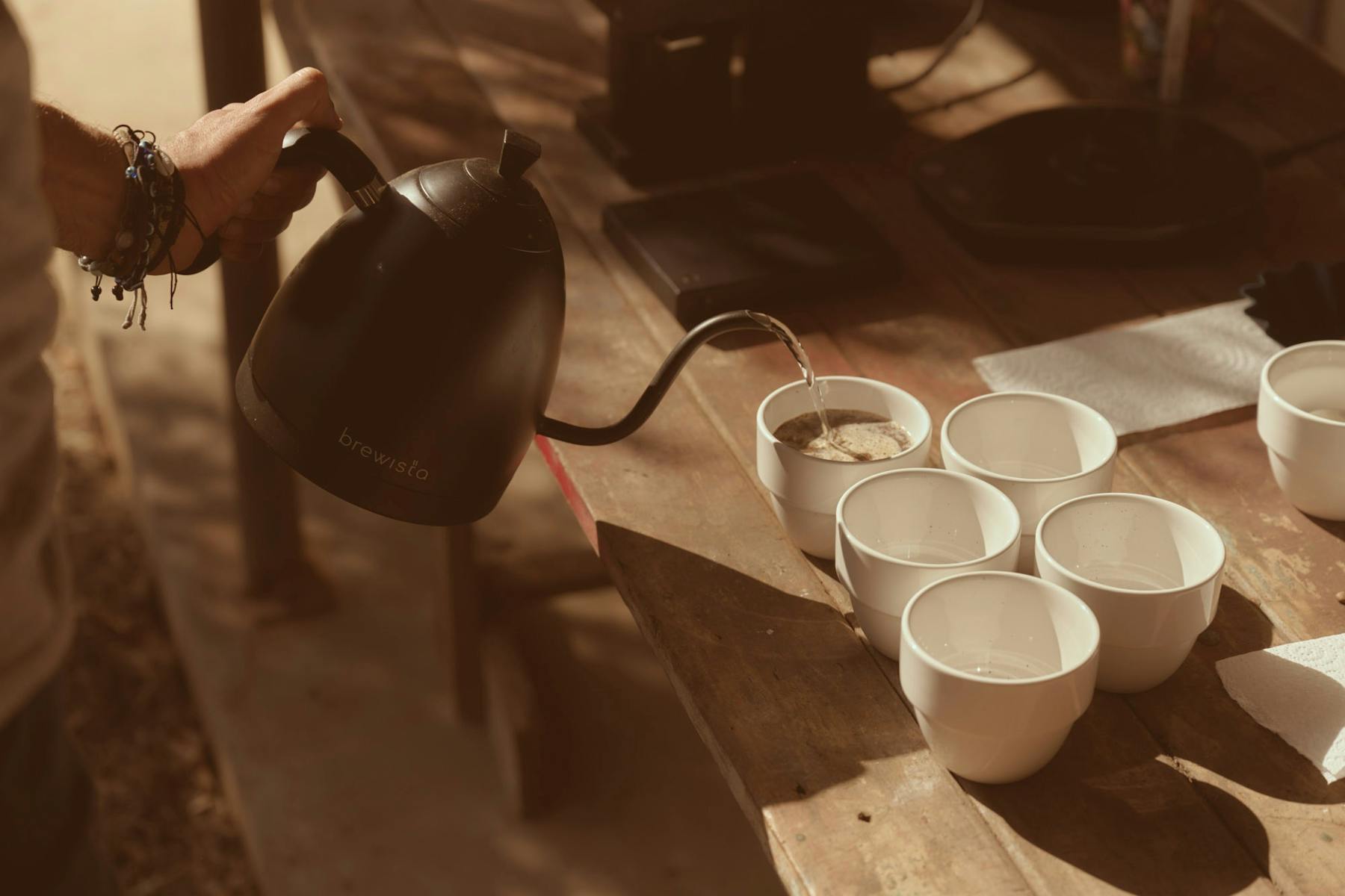 Pour-over coffee tasting using Australian-grown beans at the Jack Murat Coffee Farm.